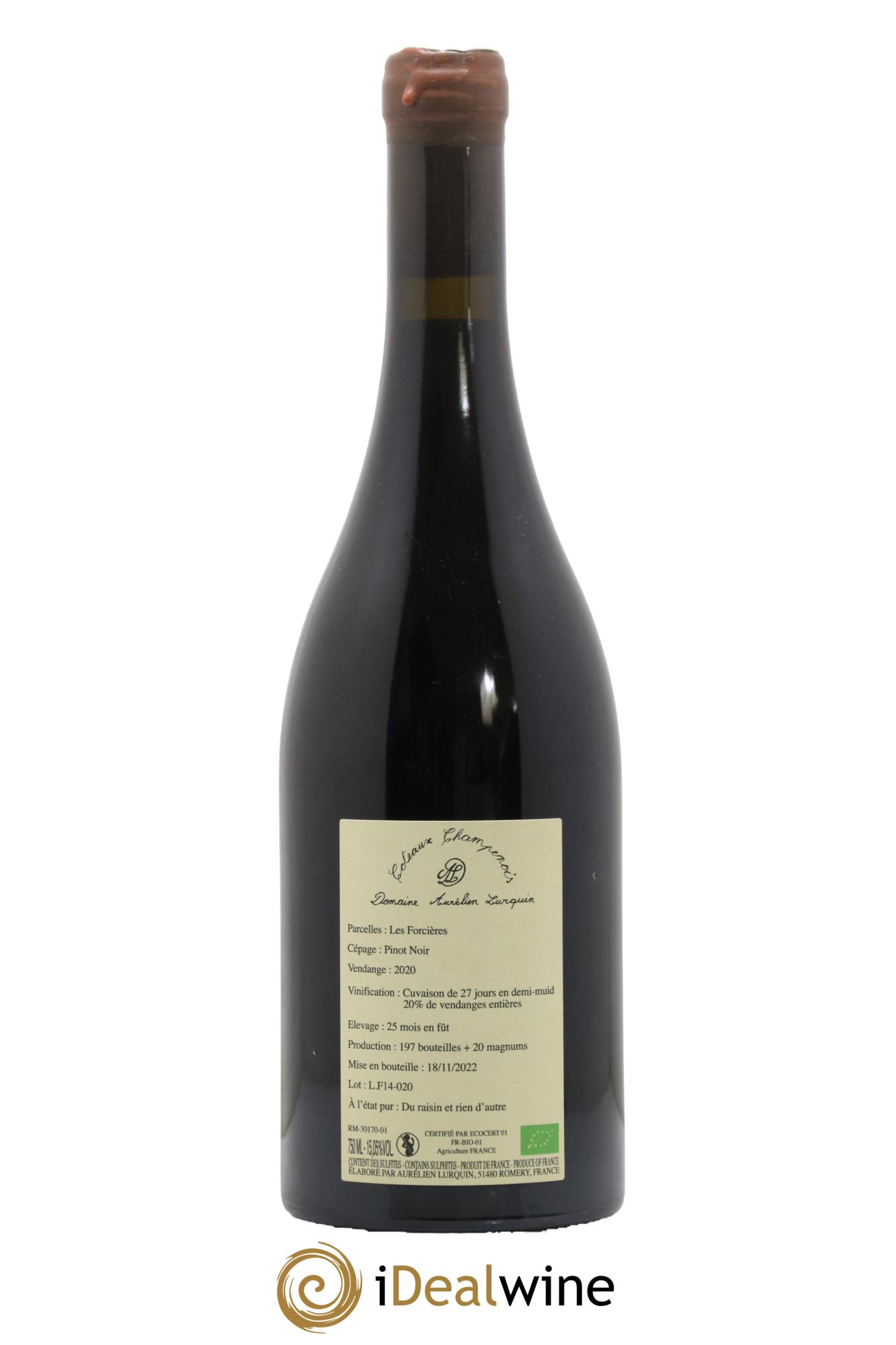Coteaux Champenois Pinot noir Les Foriceres a l Etat Pur Aurelien Lurquin 2020 - Lot de 1 bouteille - 1