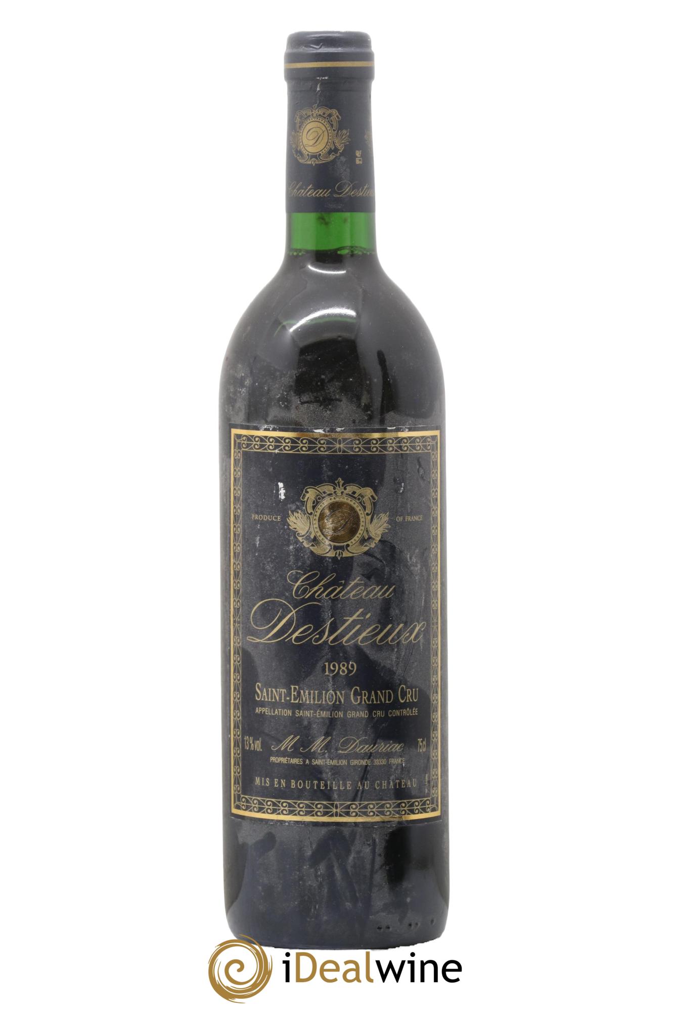 Château Destieux Grand Cru Classé 1989 - Lot de 1 bouteille - 0