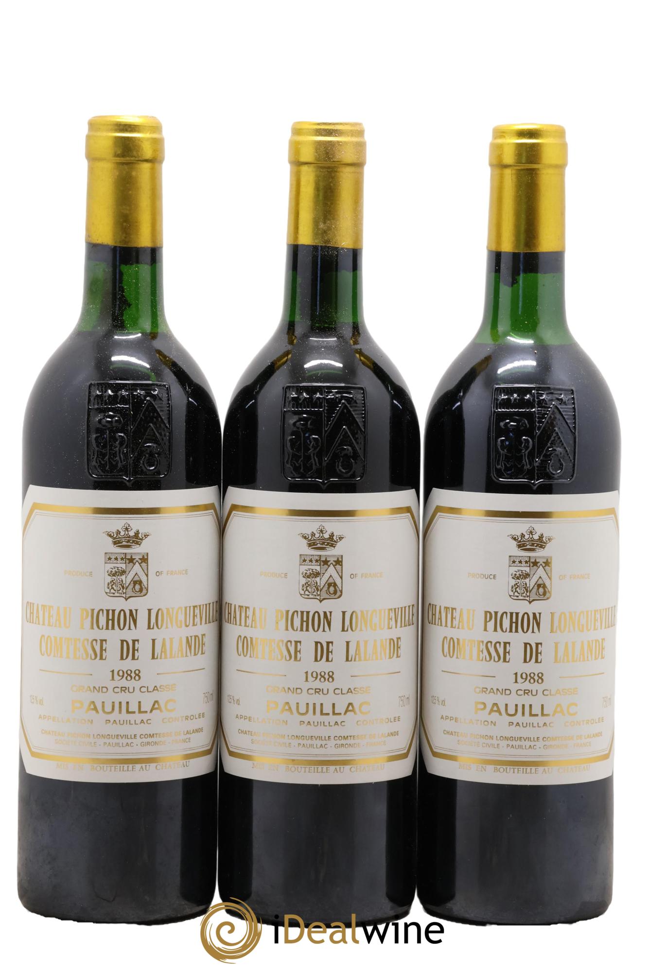 Château Pichon Longueville Comtesse de Lalande 2ème Grand Cru Classé 1988 - Lot de 3 bouteilles - 0