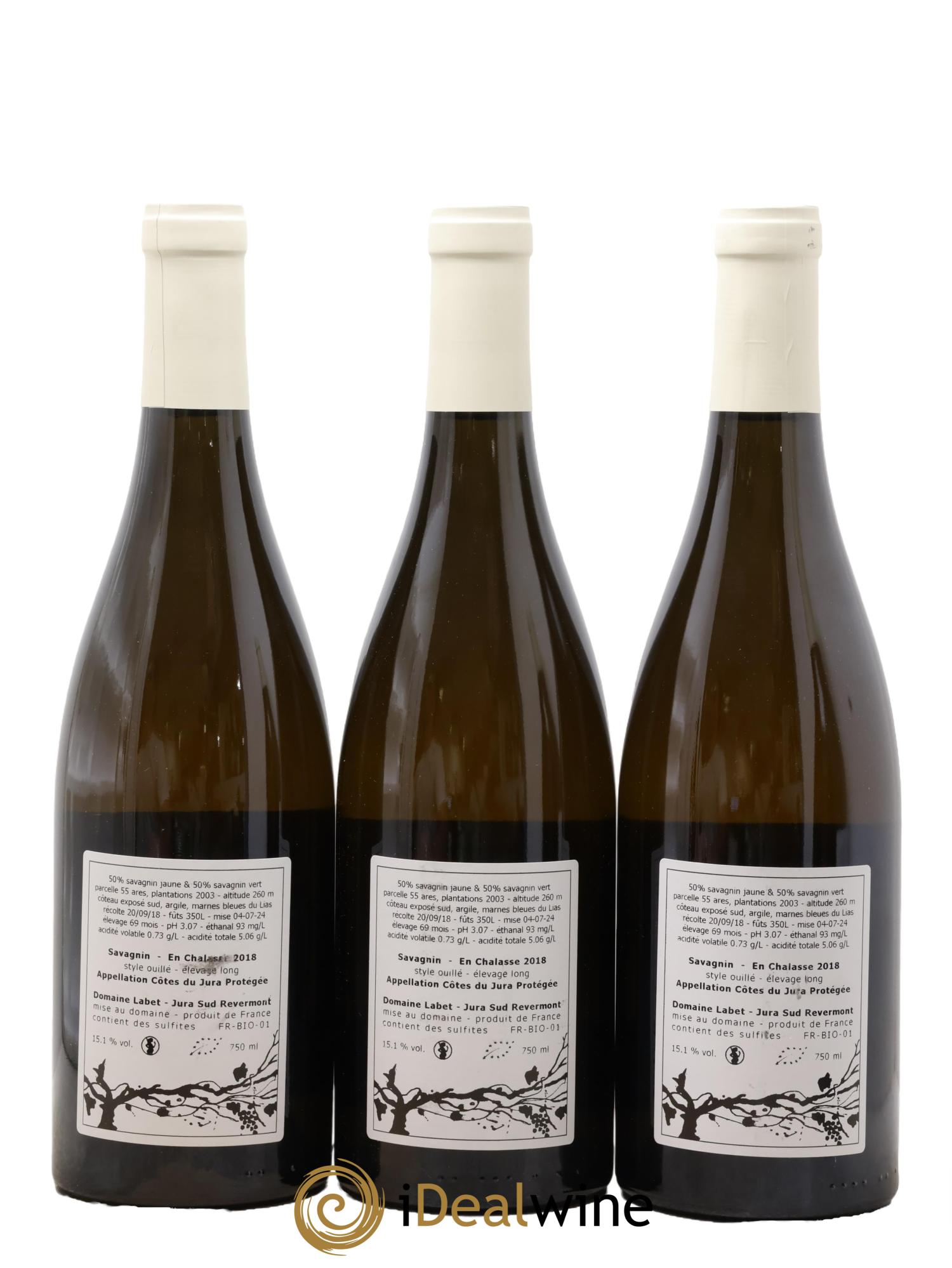 Côtes du Jura Savagnin en Chalasse Elevage Long Romain - Julien  - Charline Labet 2018 - Lotto di 3 bottiglie - 1