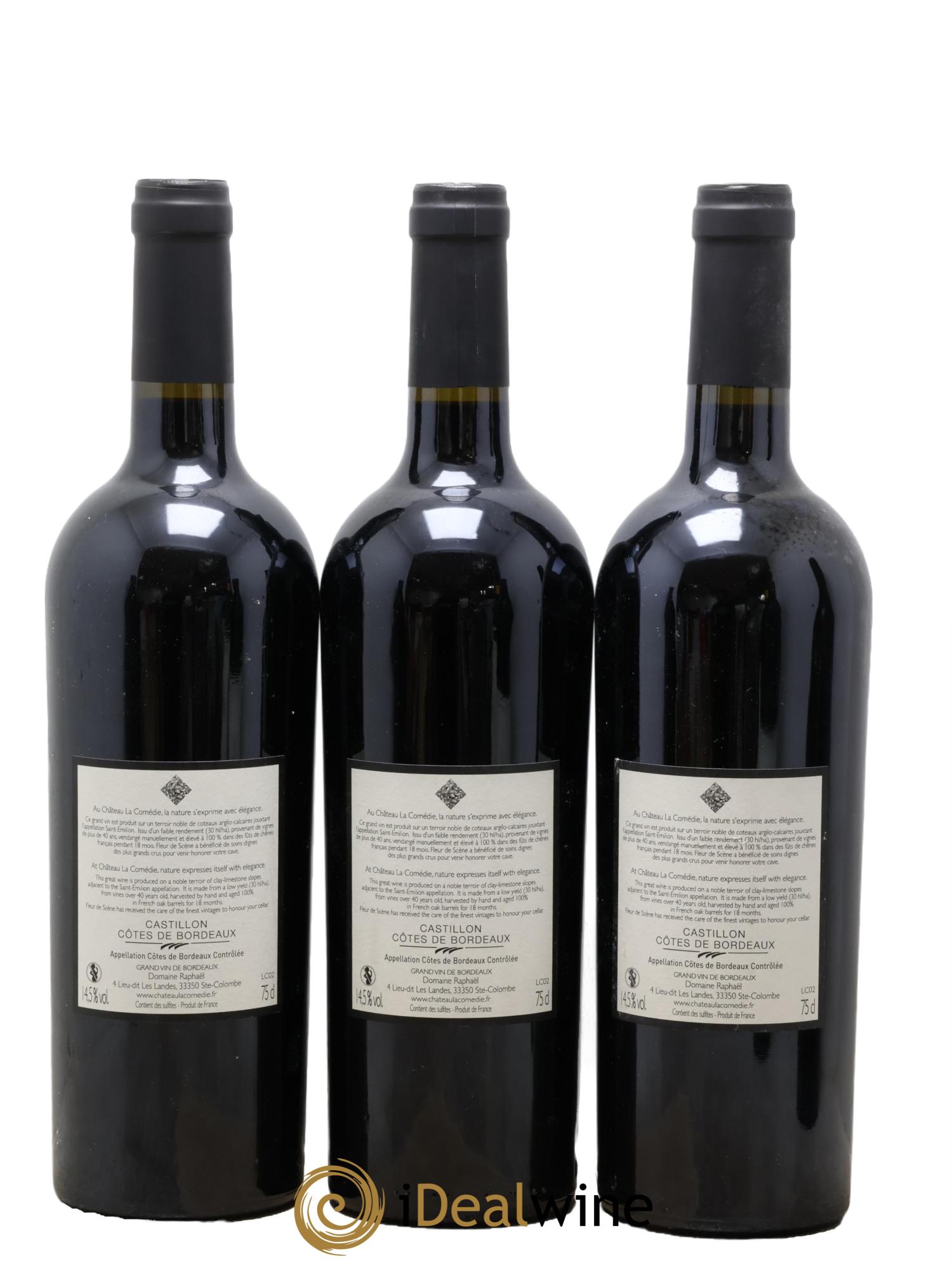 Castillon-Côtes-de-Bordeaux (Côtes-de-Castillon) Fleur de Scène Château la Comédie 2019 - Lot de 3 bouteilles - 1
