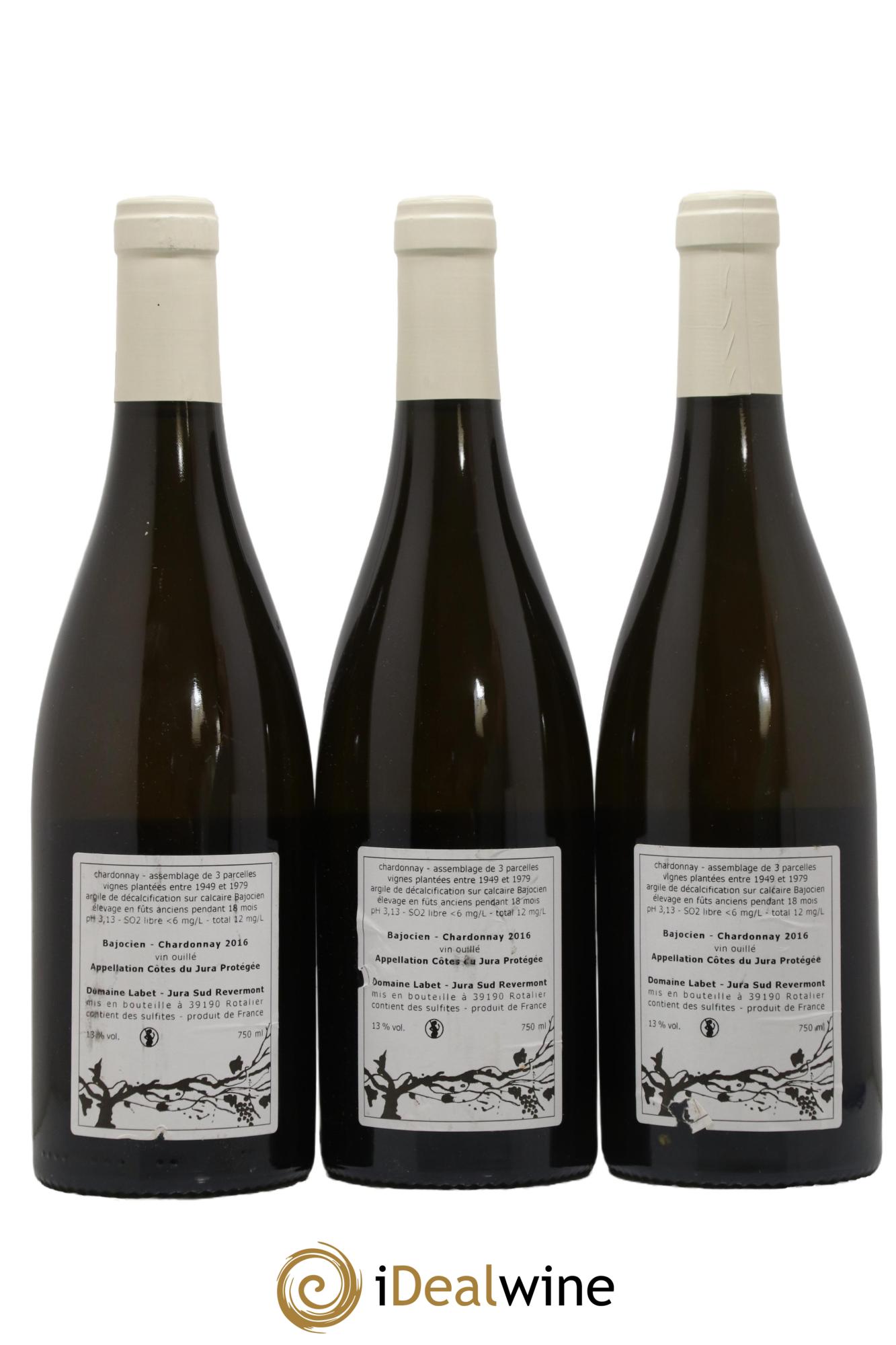 Côtes du Jura Chardonnay Bajocien Romain - Julien - Charline Labet 2016 - Lot de 3 bouteilles - 1