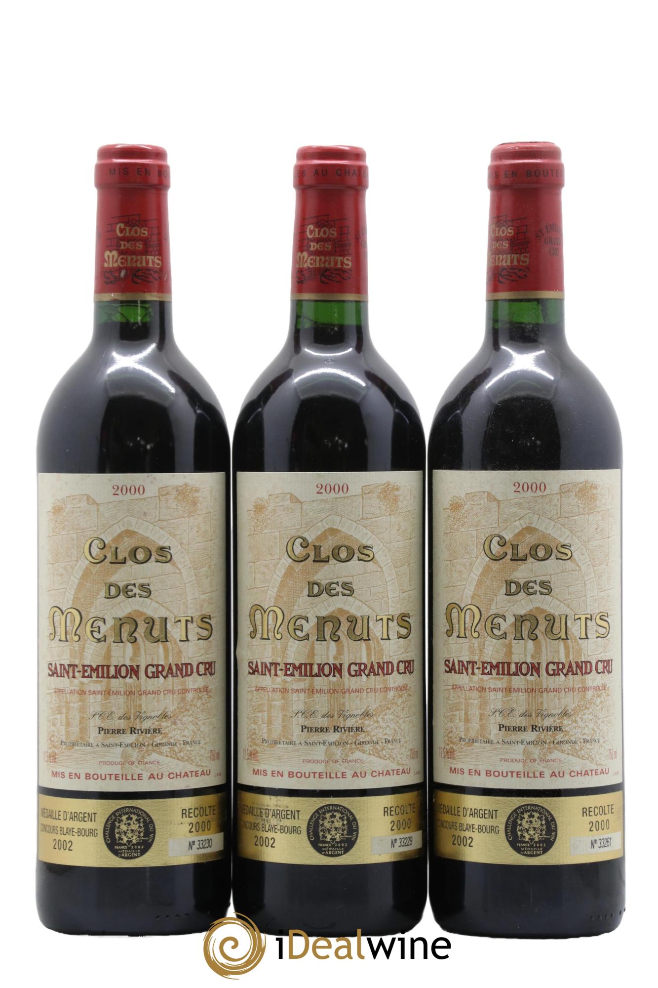 Saint-Émilion Grand Cru Clos des Menuts 2000 - Lotto di 12 bottiglie - 1