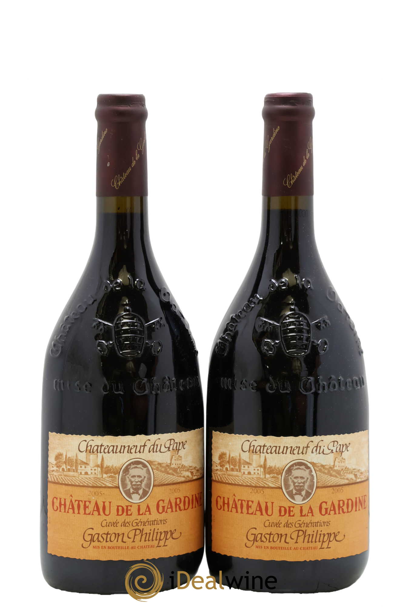 Châteauneuf-du-Pape Château de La Gardine Cuvée des Générations Gaston Philippe Famille Brunel 2005 - Lot de 2 bouteilles - 0