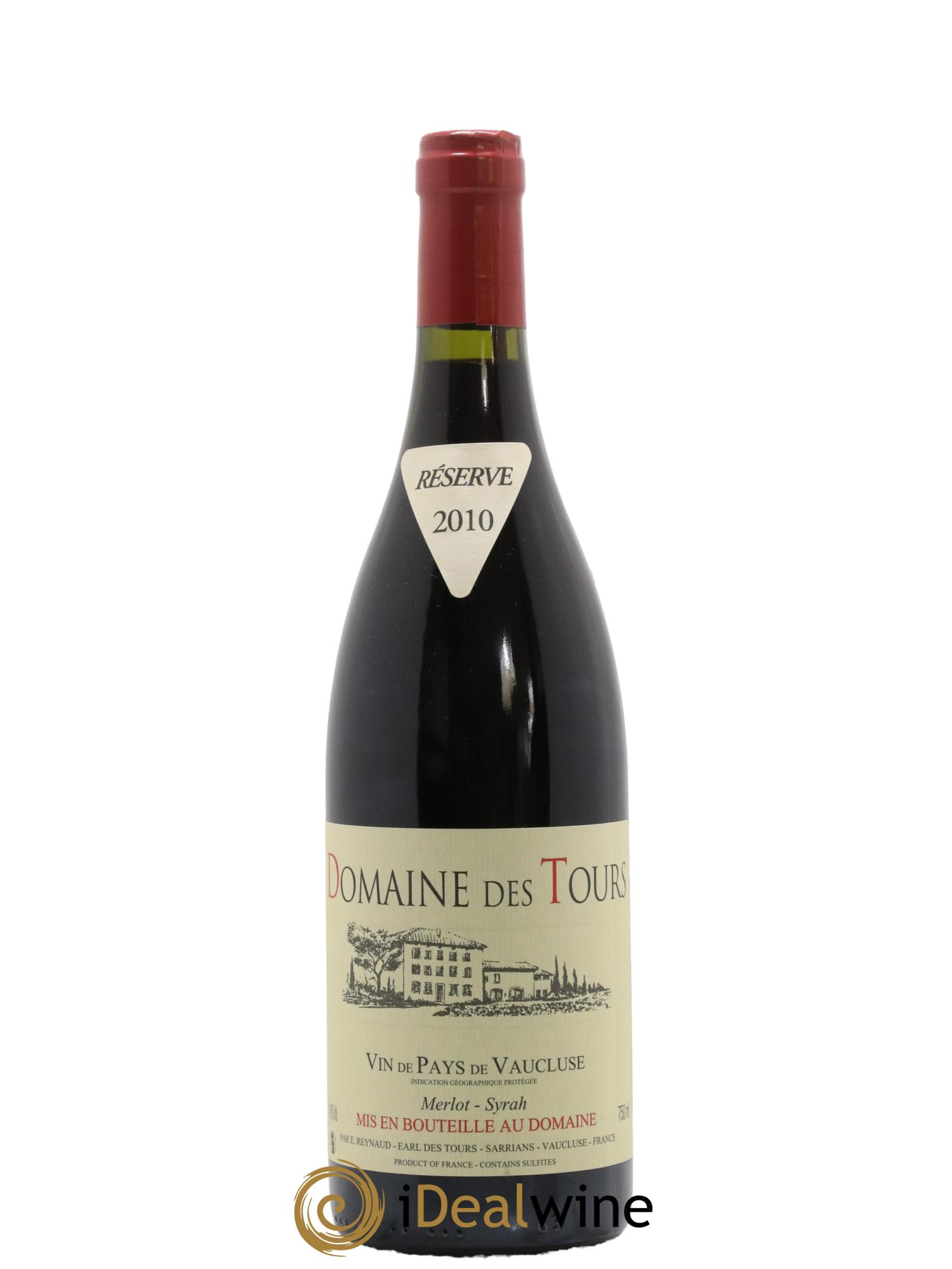 Vaucluse Domaine des Tours Merlot-Syrah Emmanuel Reynaud 2010 - Lot de 1 bouteille - 0
