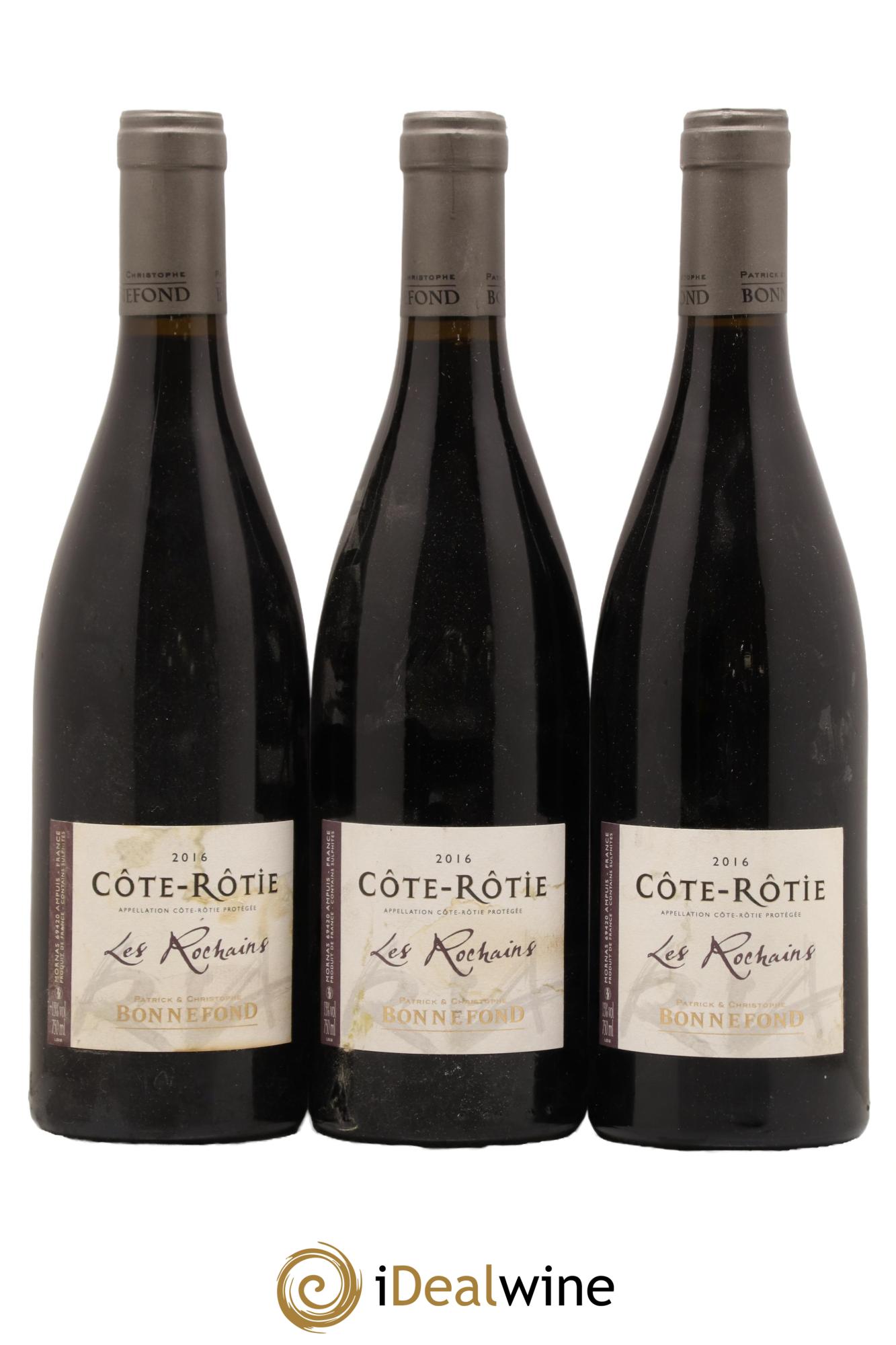 Côte-Rôtie Les Rochains Domaine Bonnefond 2016 - Lot of 3 bottles - 0