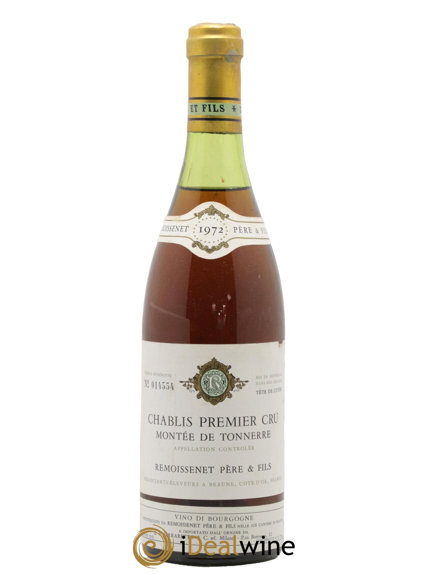 Chablis 1er Cru Montee de Tonnerre Remoissenet Pere et Fils 1972 - Lot de 1 bouteille - 0