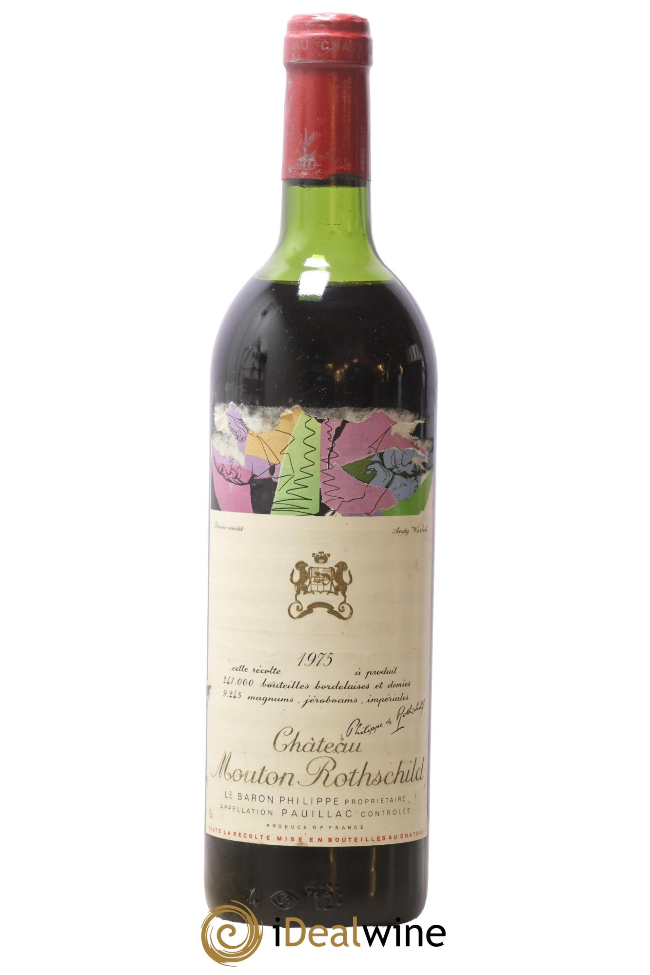 Château Mouton Rothschild 1er Grand Cru Classé 1975 - Lot de 1 bouteille - 0