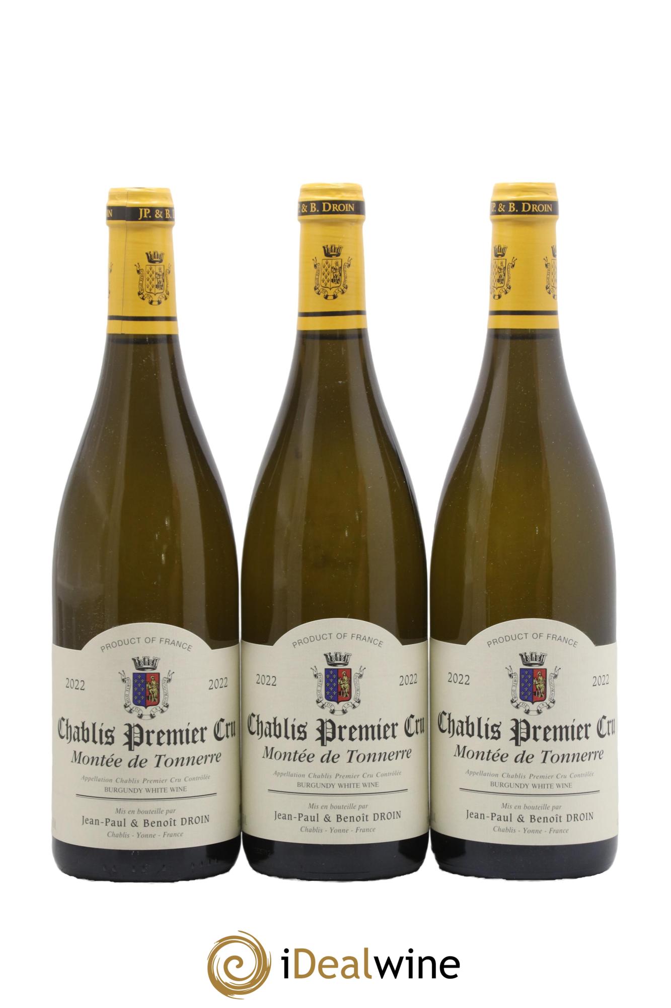 Chablis 1er Cru Montée de Tonnerre Jean-Paul & Benoît Droin (Domaine) 2022 - Lot de 3 bouteilles - 0