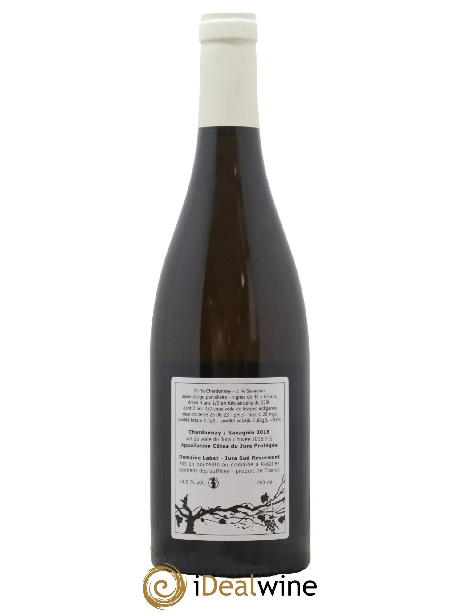 Côtes du Jura Vin de Voile Chardonnay-Savagnin cuvée de garde Romain - Julien - Charline Labet 2018 - Lot de 1 bouteille - 1