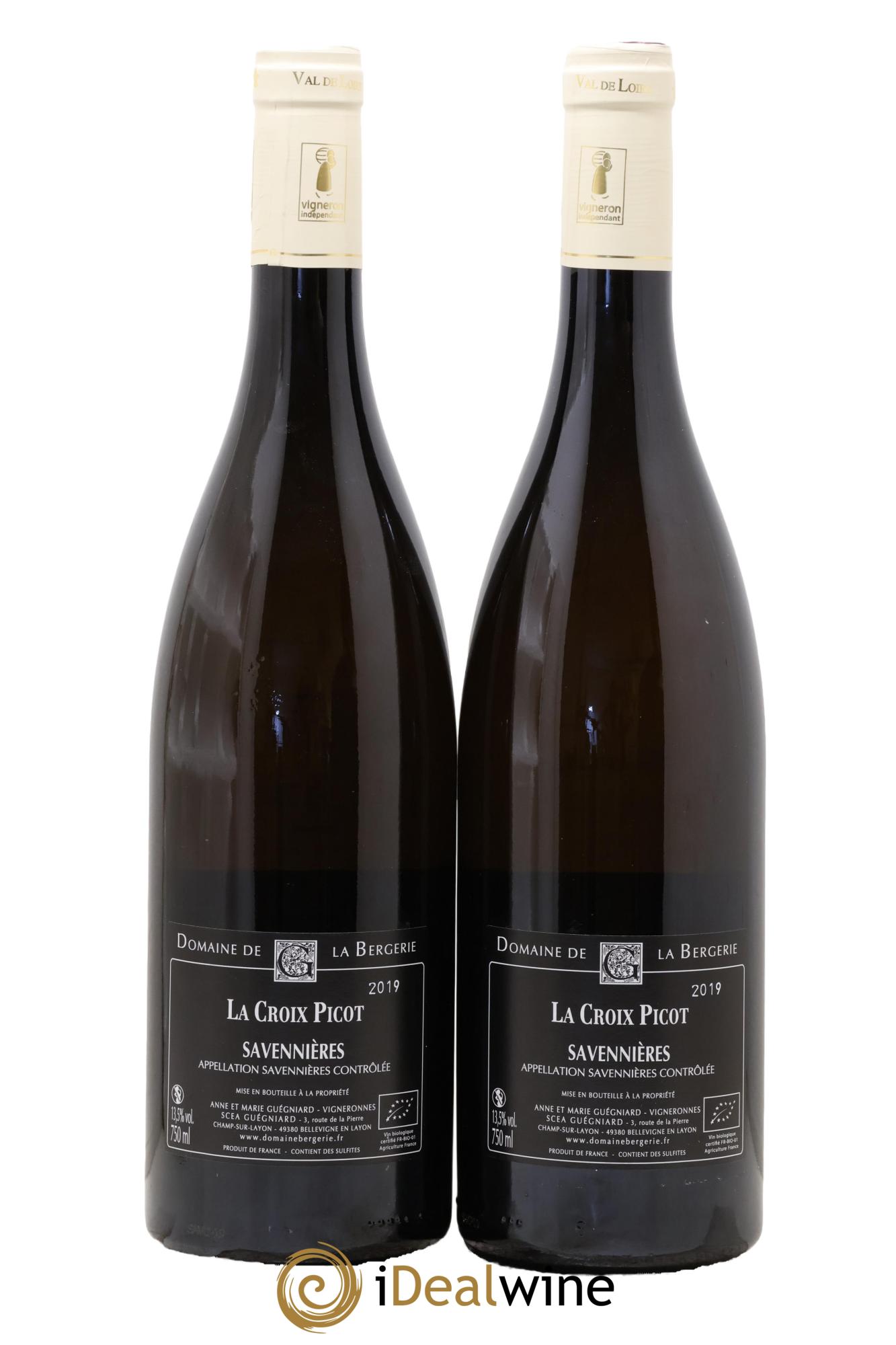 Savennières La Croix Picot Domaine De La Bergerie 2019 - Lot of 2 bottles - 1