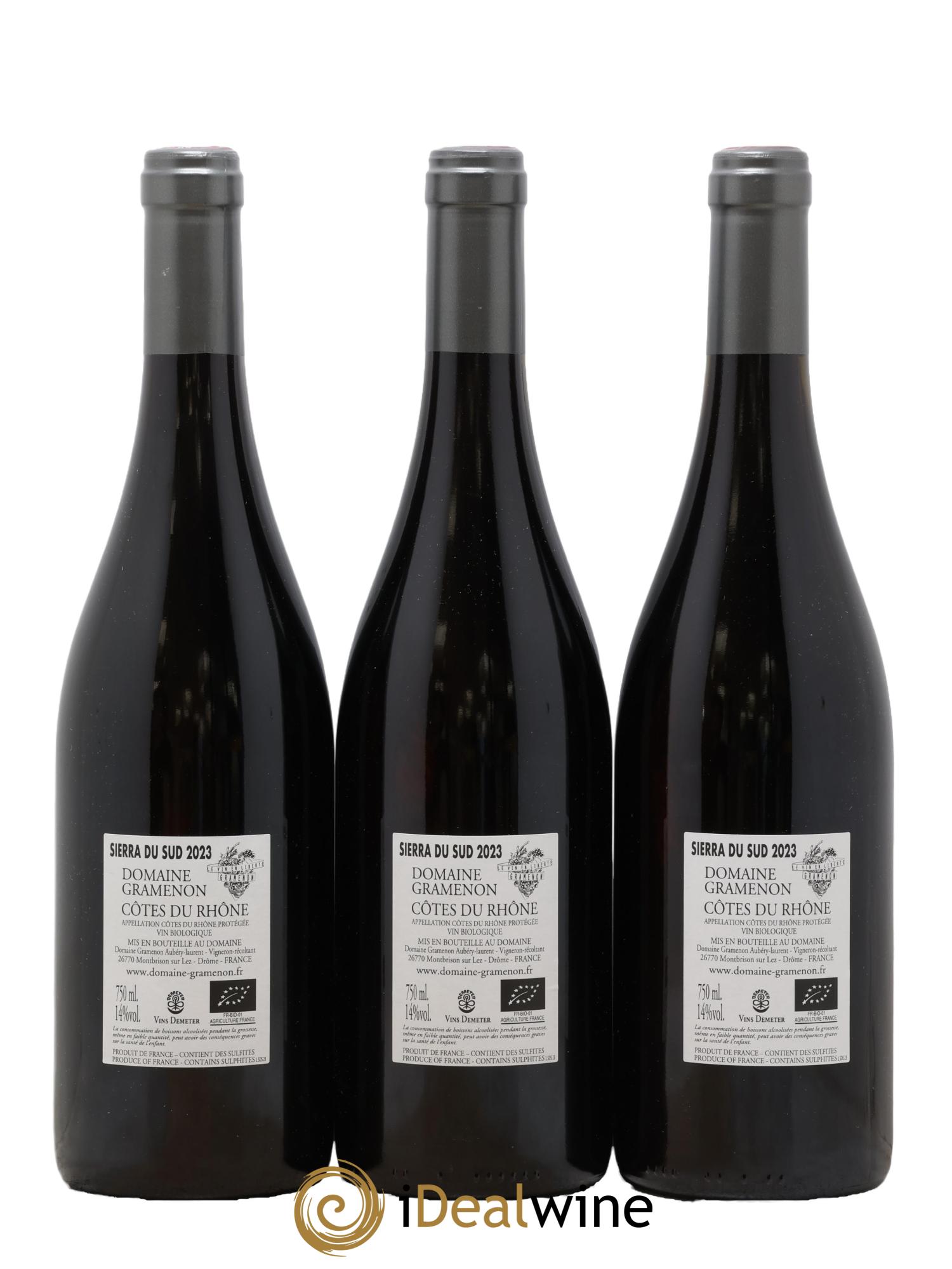 Côtes-du-Rhône Sierra du Sud Gramenon (Domaine) 2023 - Lot de 3 bouteilles - 1