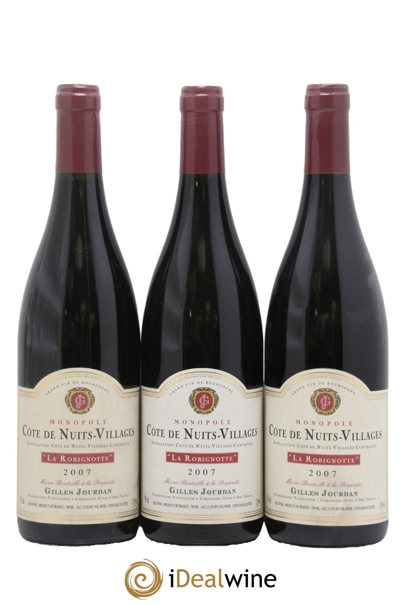 Côte de Nuits-Villages La Robignotte Gilles Jourdan 2007 - Posten von 3 Flaschen - 0