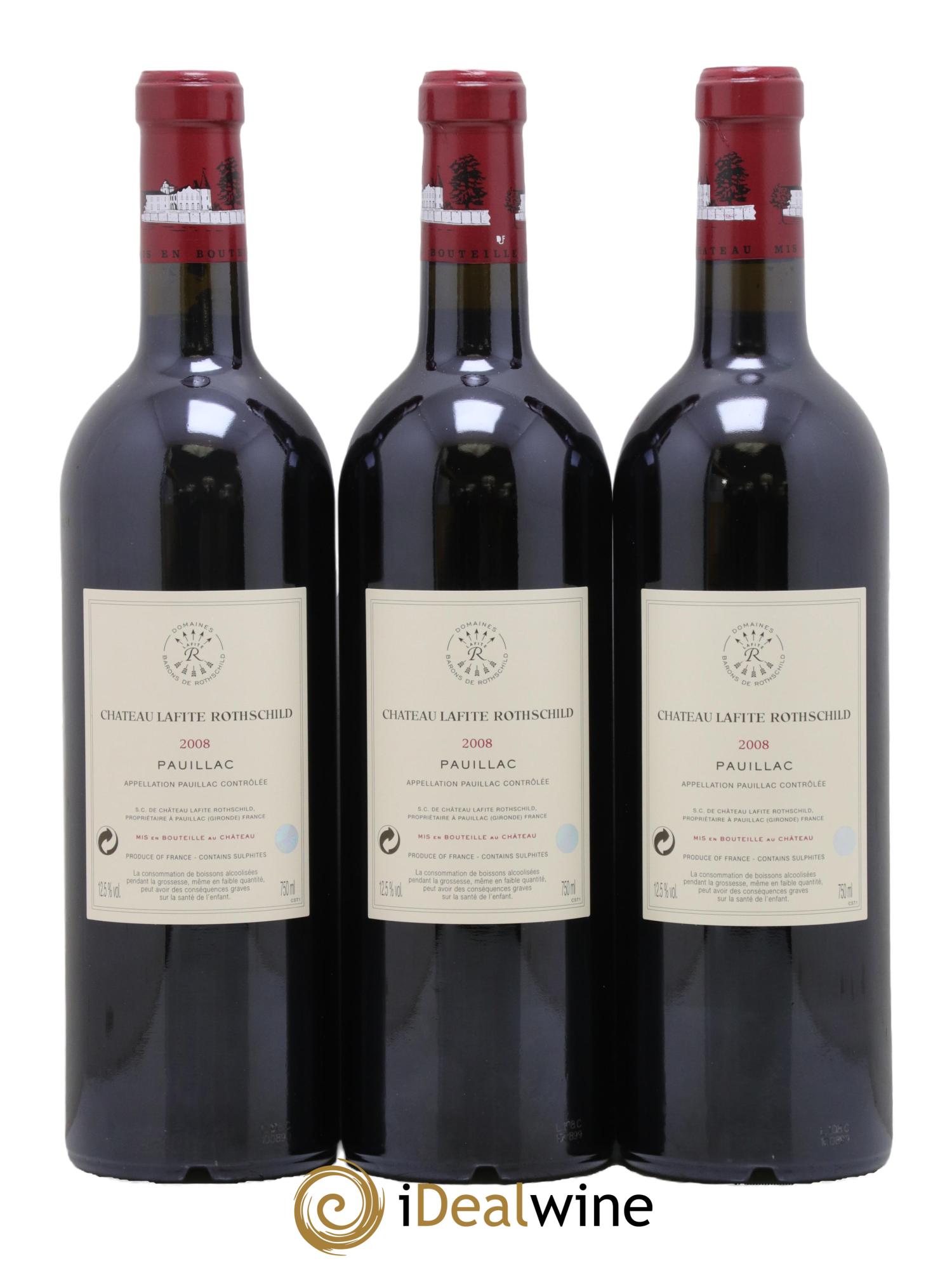 Château Lafite Rothschild 1er Grand Cru Classé 2008 - Lotto di 3 bottiglie - 1