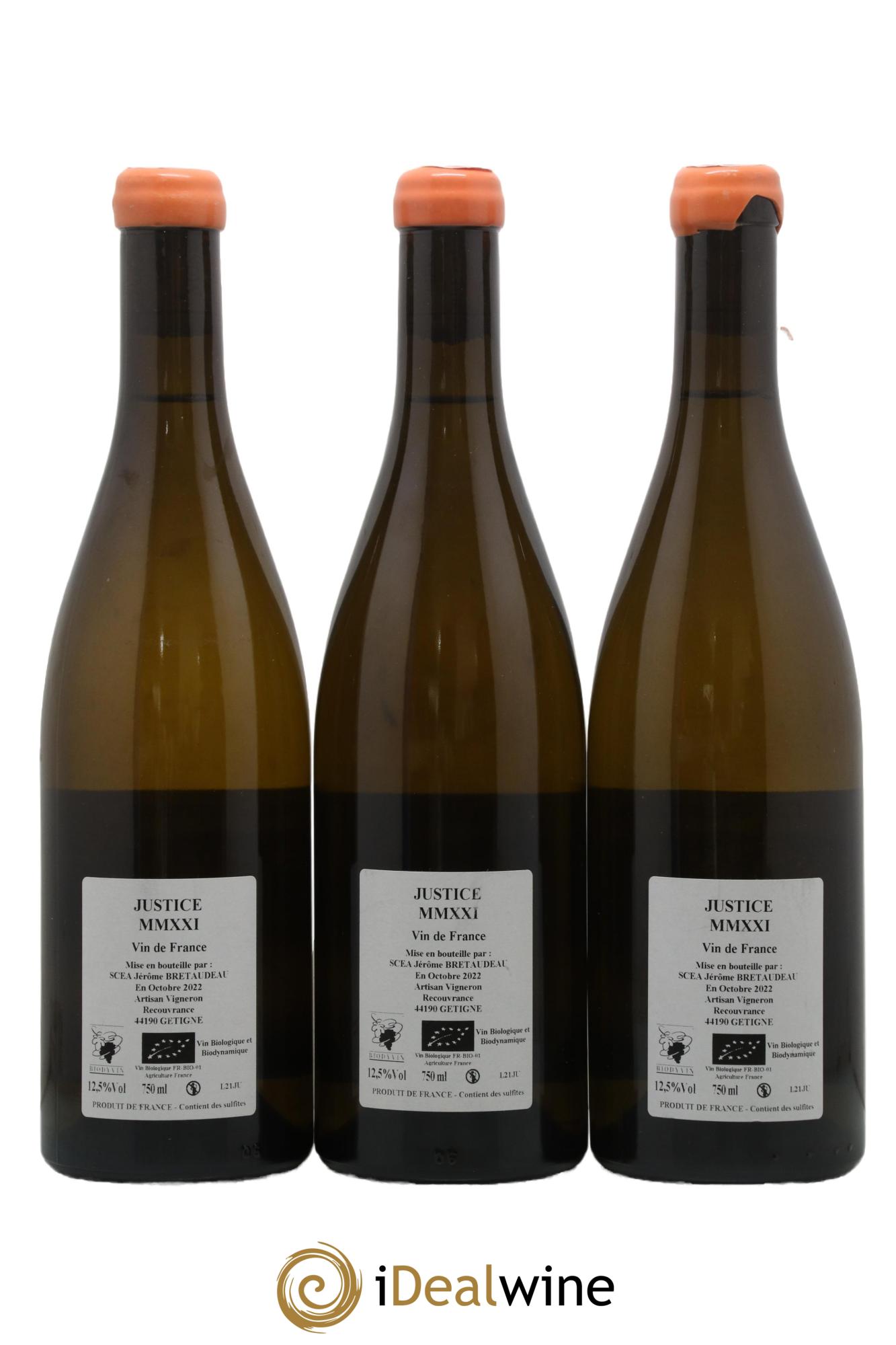 Vin de France La Justice Jérôme Bretaudeau - Domaine de Bellevue 2021 - Lot de 3 bouteilles - 1