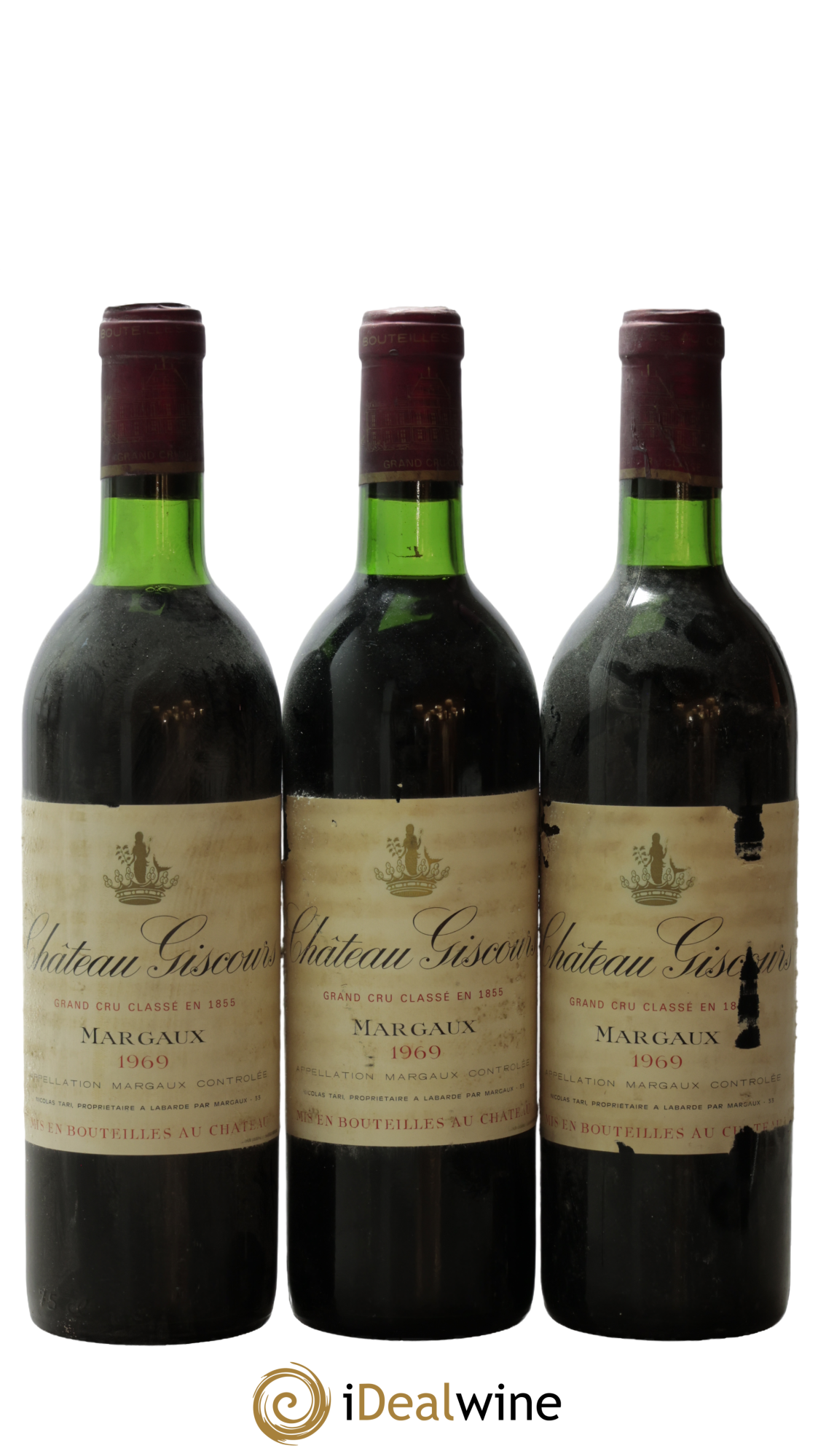 Château Giscours 3ème Grand Cru Classé 1969 - Lot de 3 bouteilles - 0