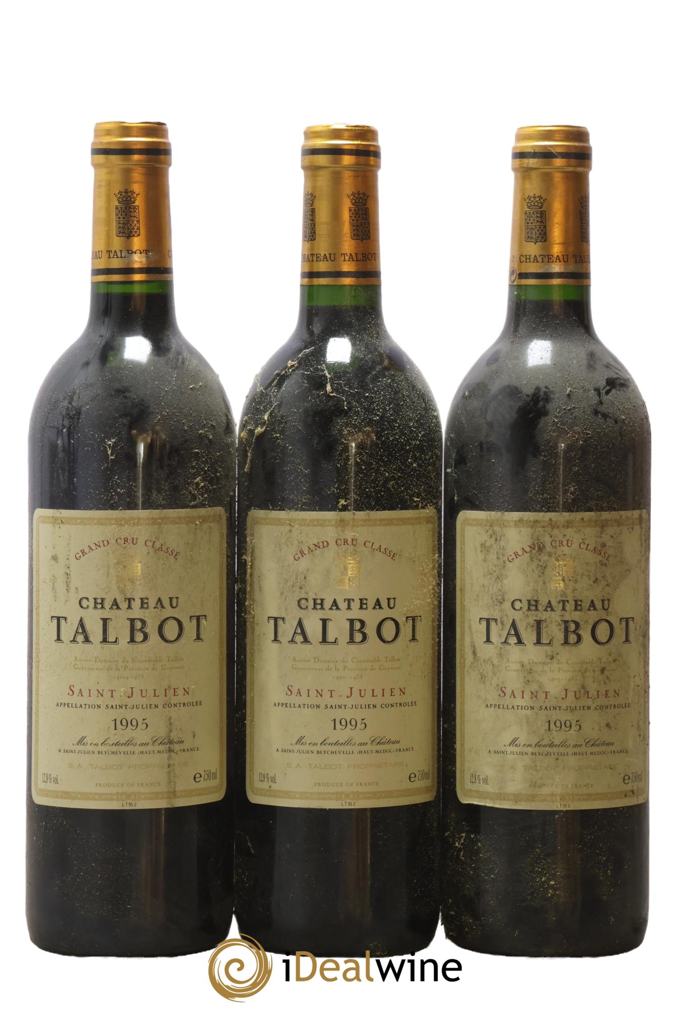 Château Talbot 4ème Grand Cru Classé 1995 - Lot of 3 bottles - 0