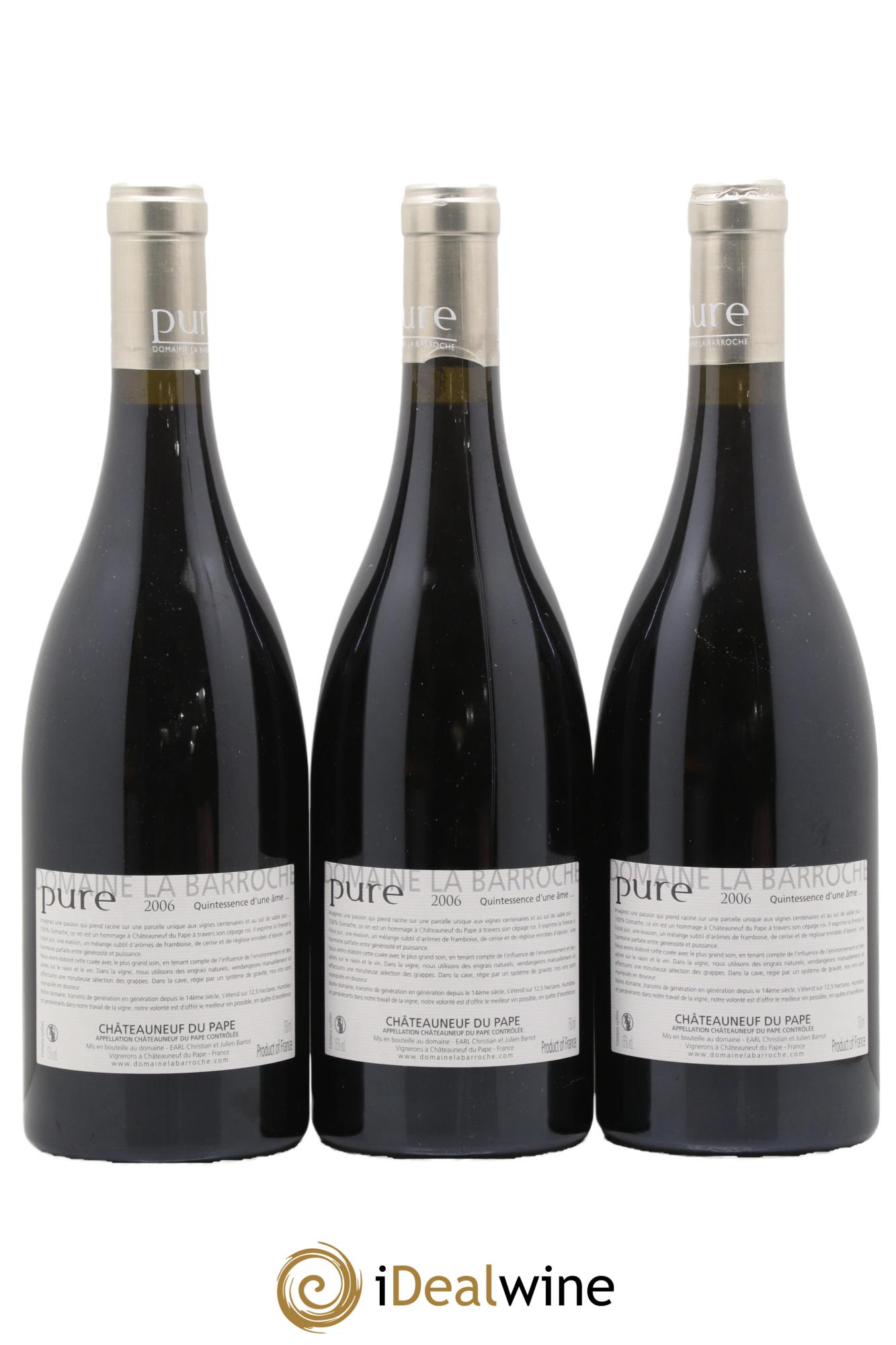 Châteauneuf-du-Pape Cuvée Pure Domaine La Barroche 2006 - Lotto di 3 bottiglie - 1