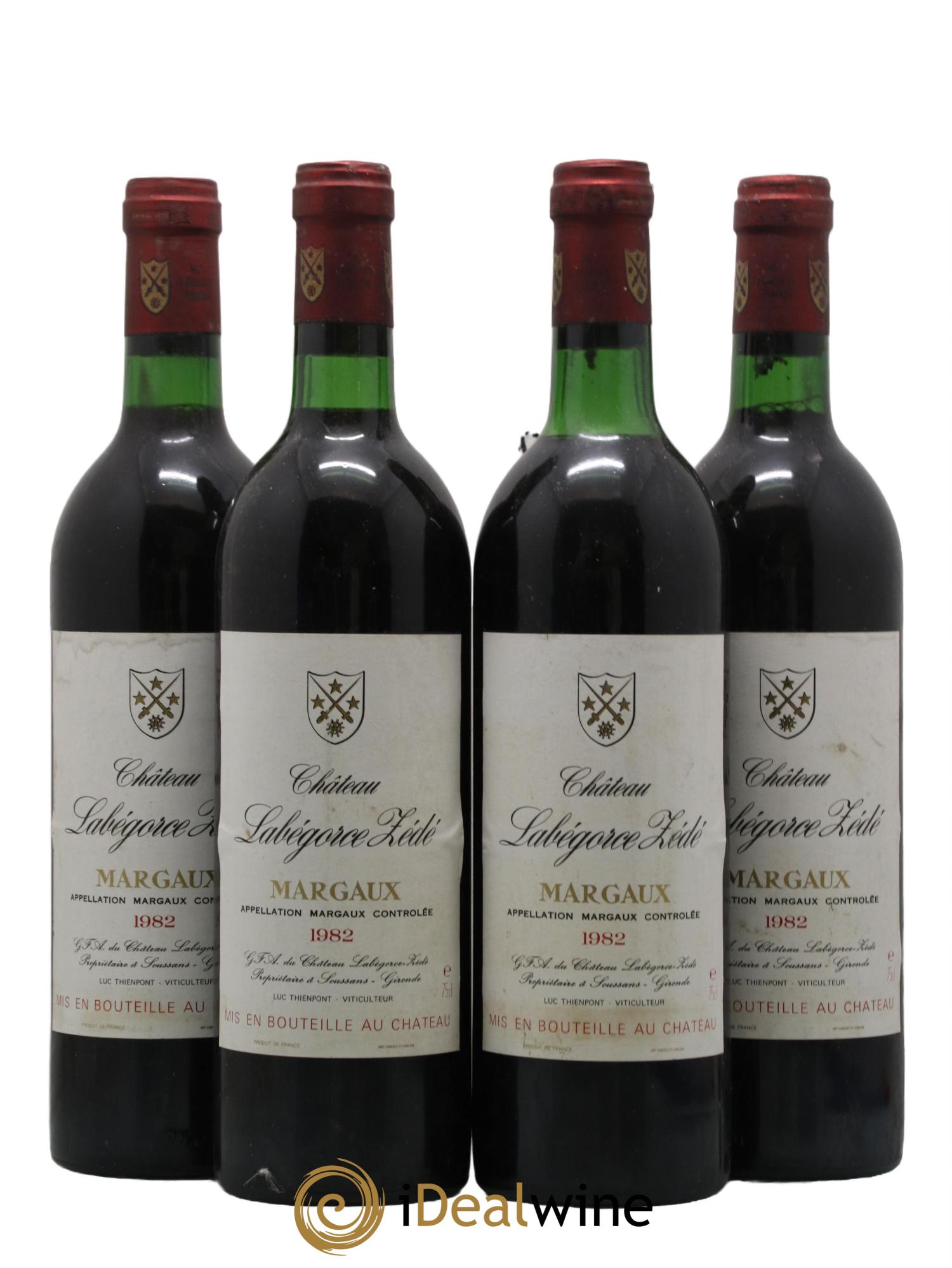 Château Labegorce Zédé Cru Bourgeois 1982 - Lot de 4 bouteilles - 0