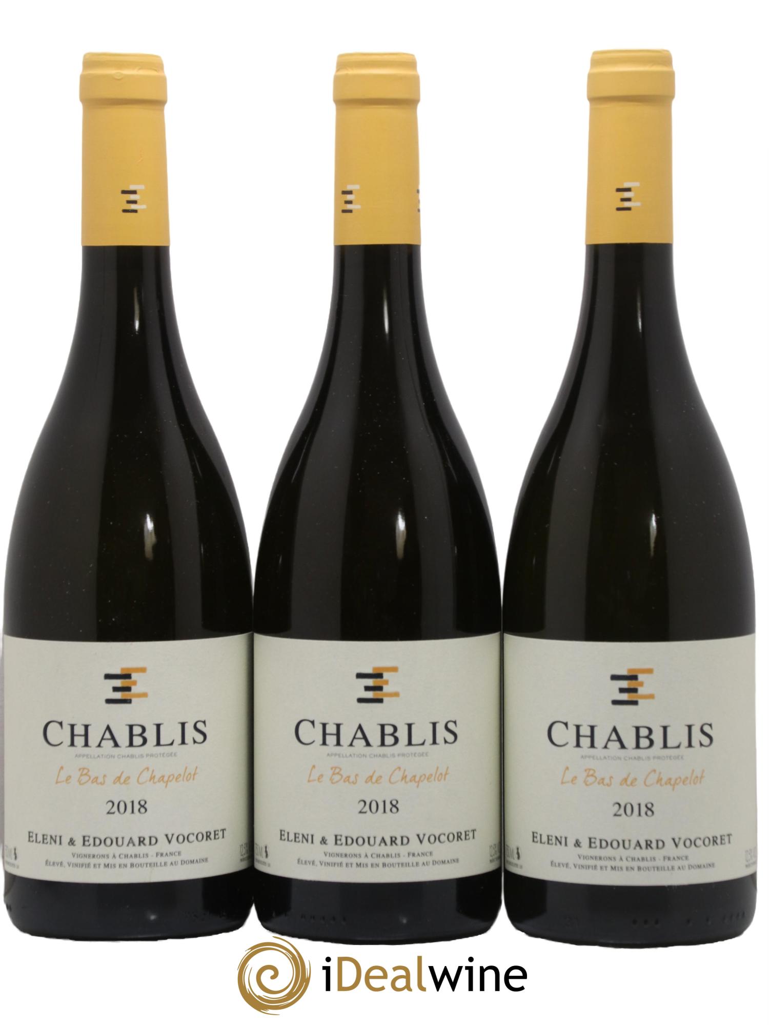 Chablis Bas de Chapelot Domaine Eleni et Edouard Vocoret & Fils 2018 - Lot de 3 bouteilles - 0