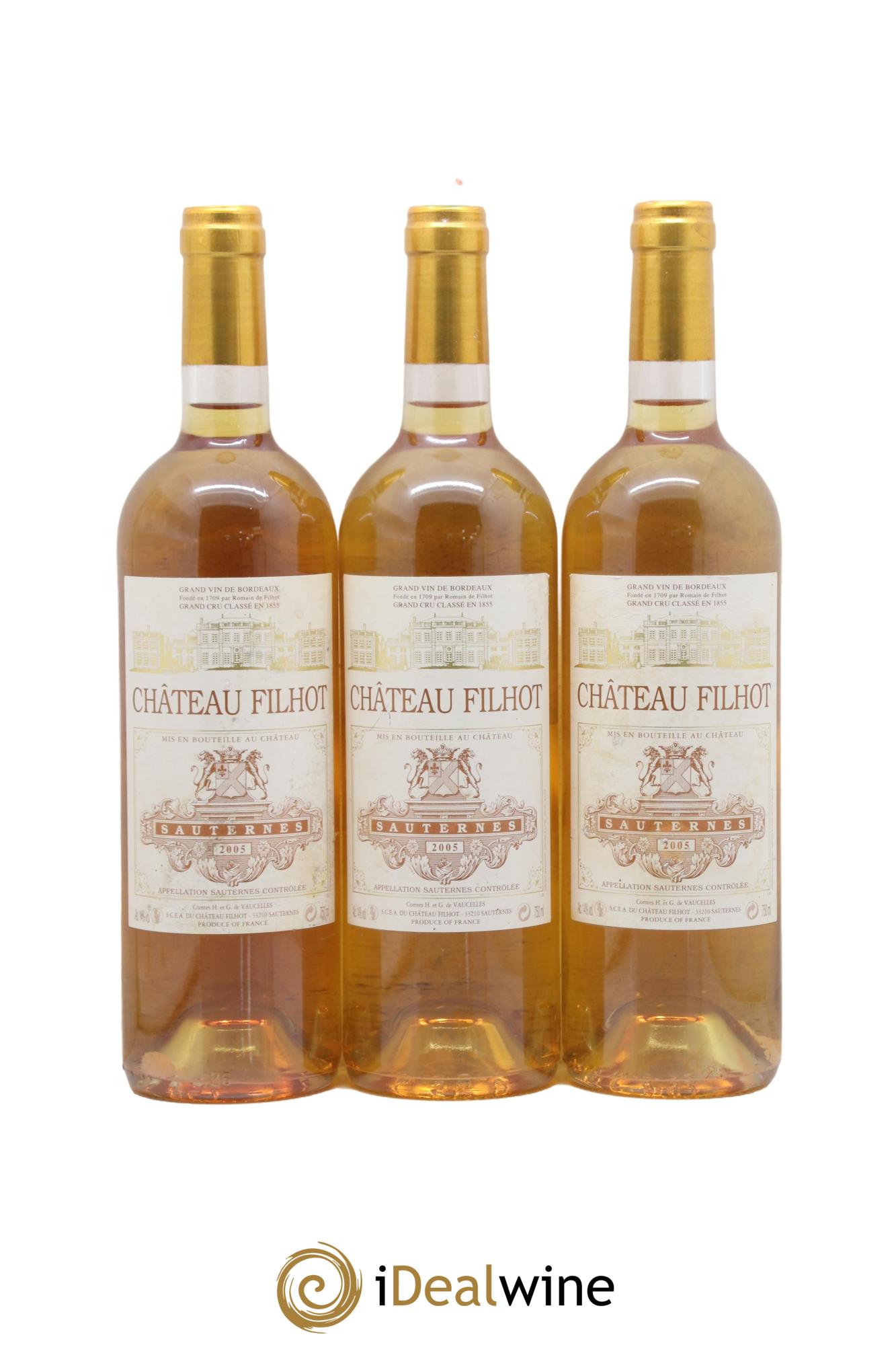 Château Filhot 2ème Grand Cru Classé 2005 - Lot de 3 bouteilles - 0