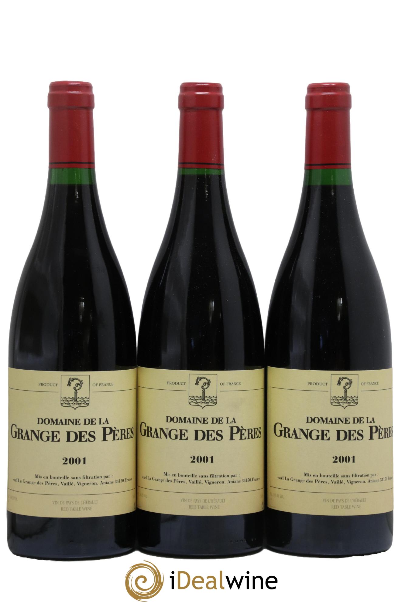 IGP Pays d'Hérault Grange des Pères Laurent Vaillé 2001 - Lot de 3 bouteilles - 0