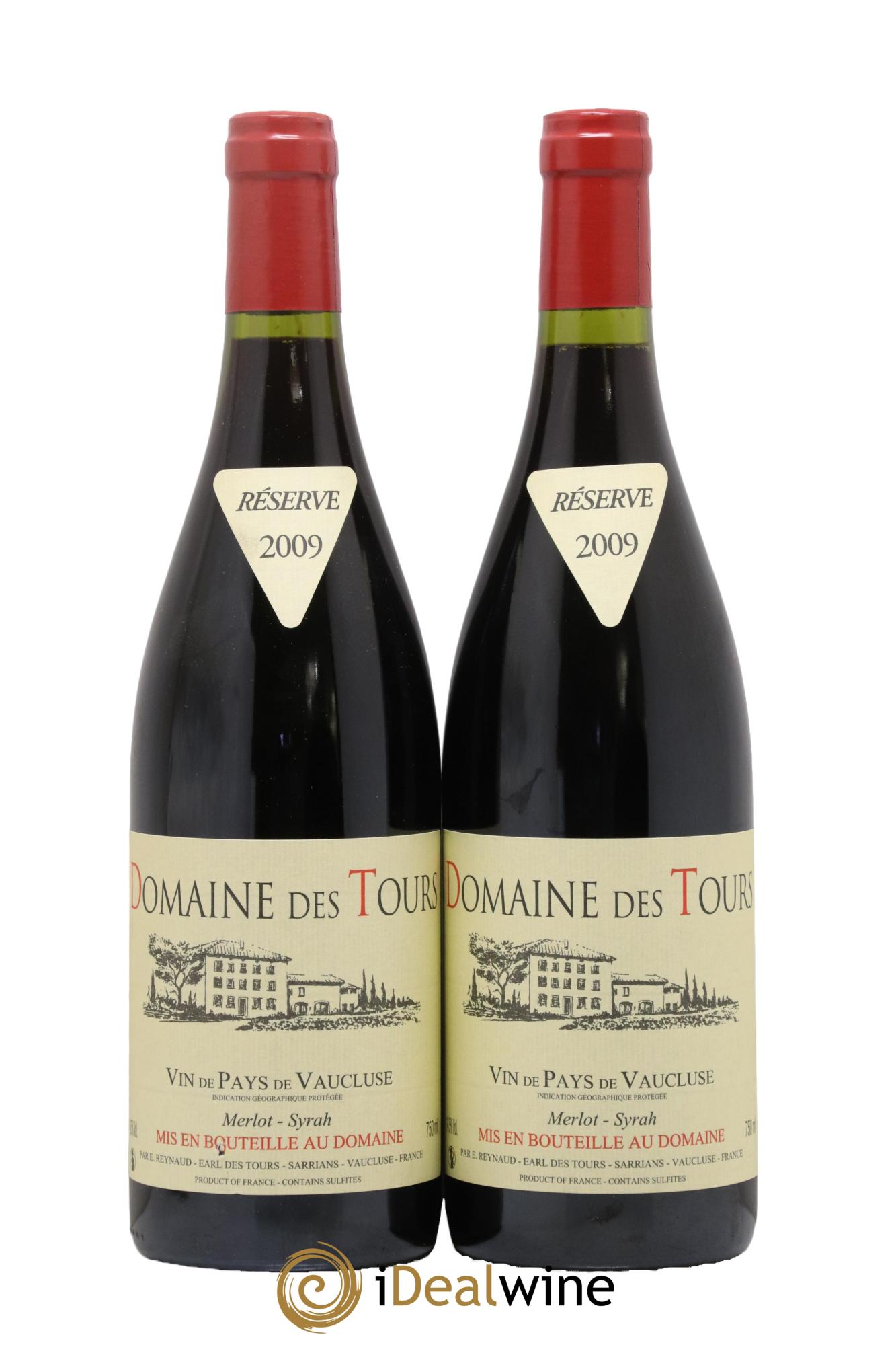 Vaucluse Domaine des Tours Merlot-Syrah Emmanuel Reynaud 2009 - Lot de 2 bouteilles - 0