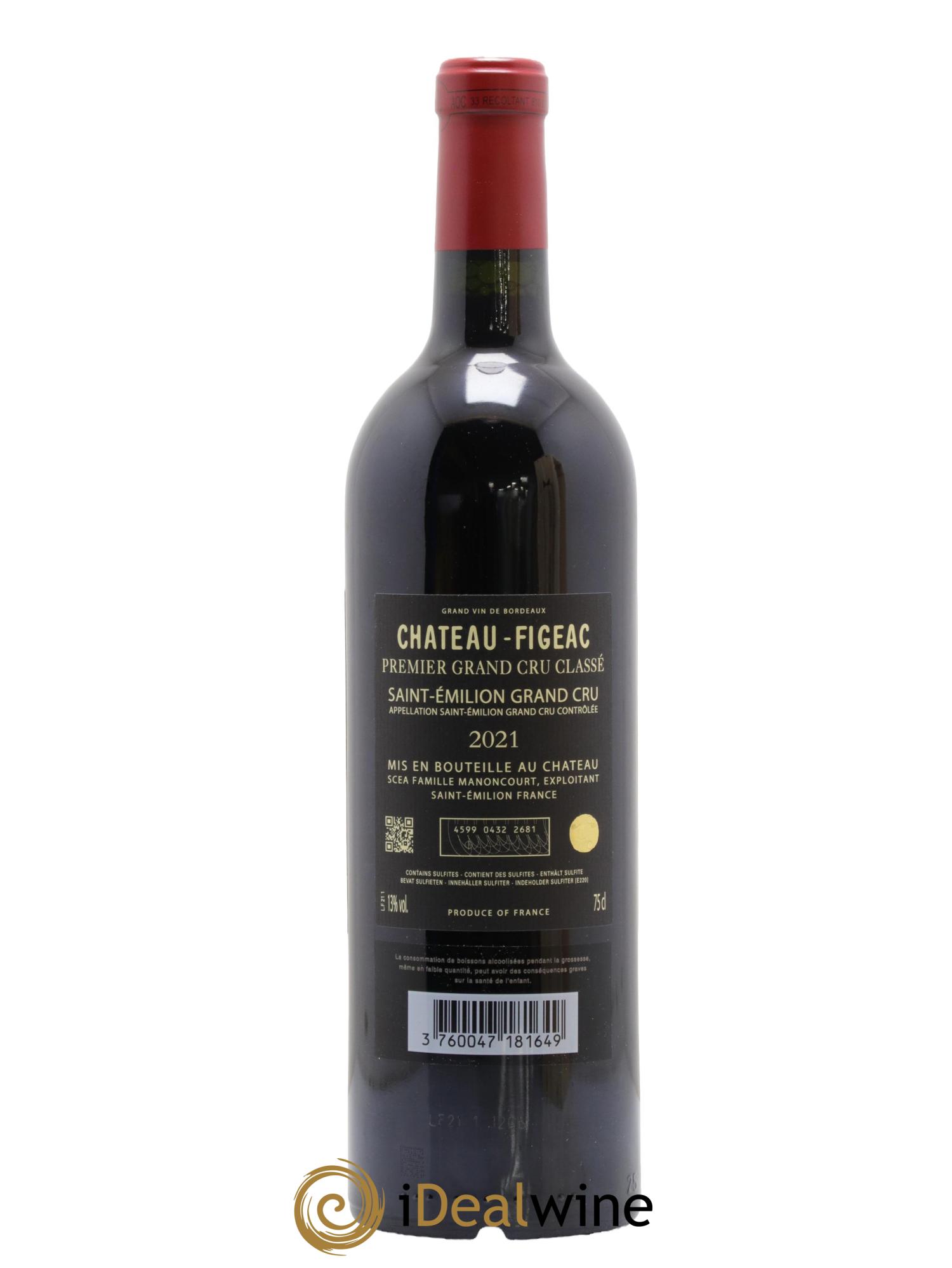 Château Figeac 1er Grand Cru Classé A 2021 - Lot of 1 bottle - 2