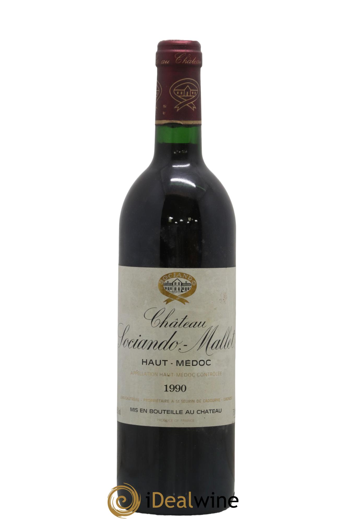 Château Sociando Mallet 1990 - Lot de 1 bouteille - 0
