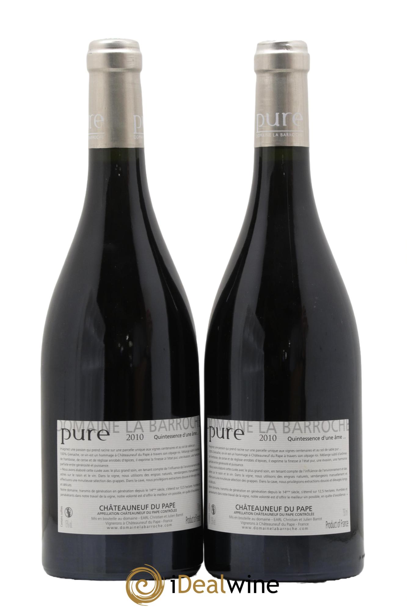 Châteauneuf-du-Pape Cuvée Pure Domaine La Barroche 2010 - Lot de 2 bouteilles - 1