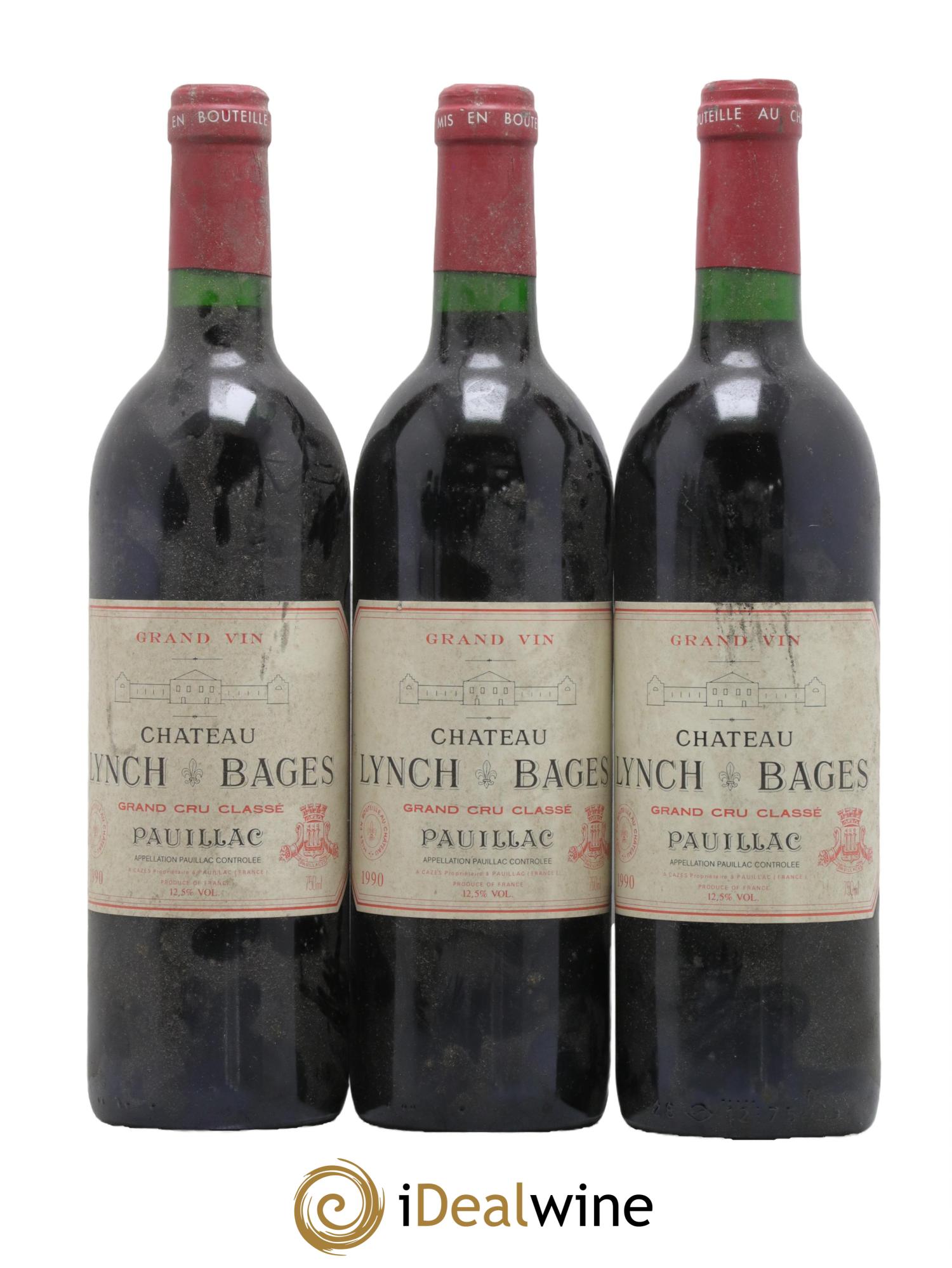 Château Lynch Bages 5ème Grand Cru Classé 1990 - Lot de 3 bouteilles - 0