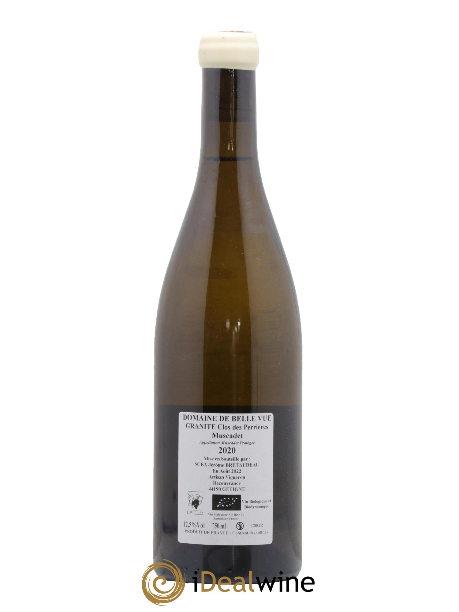 Muscadet-Sèvre-et-Maine Granite Clos des Perrières Jérôme Bretaudeau - Domaine de Bellevue 2020 - Lot de 1 bouteille - 1