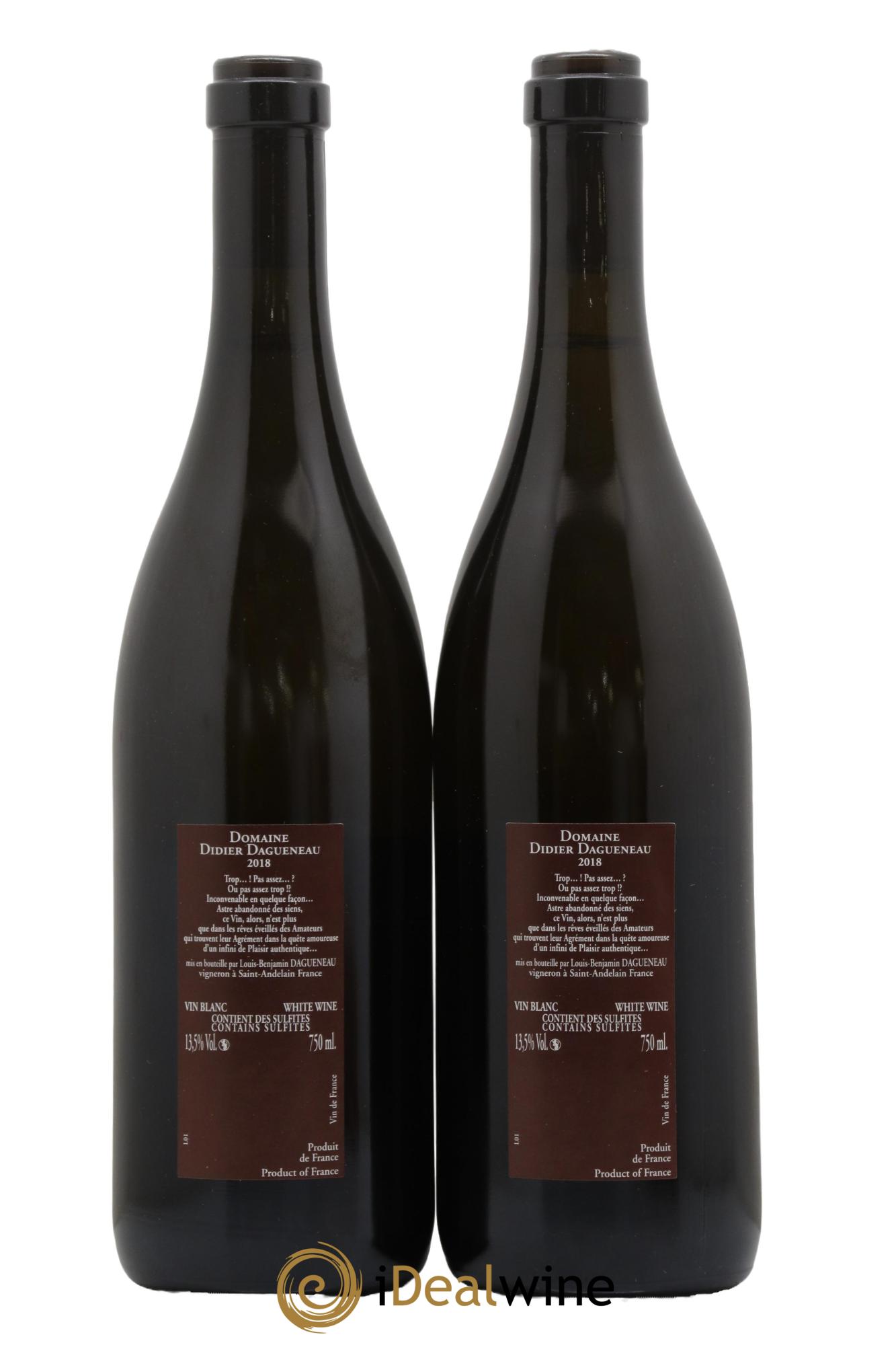 Vin de France (anciennement Pouilly-Fumé) Pur Sang Dagueneau (Domaine Didier - Louis-Benjamin) 2018 - Lot of 2 bottles - 1