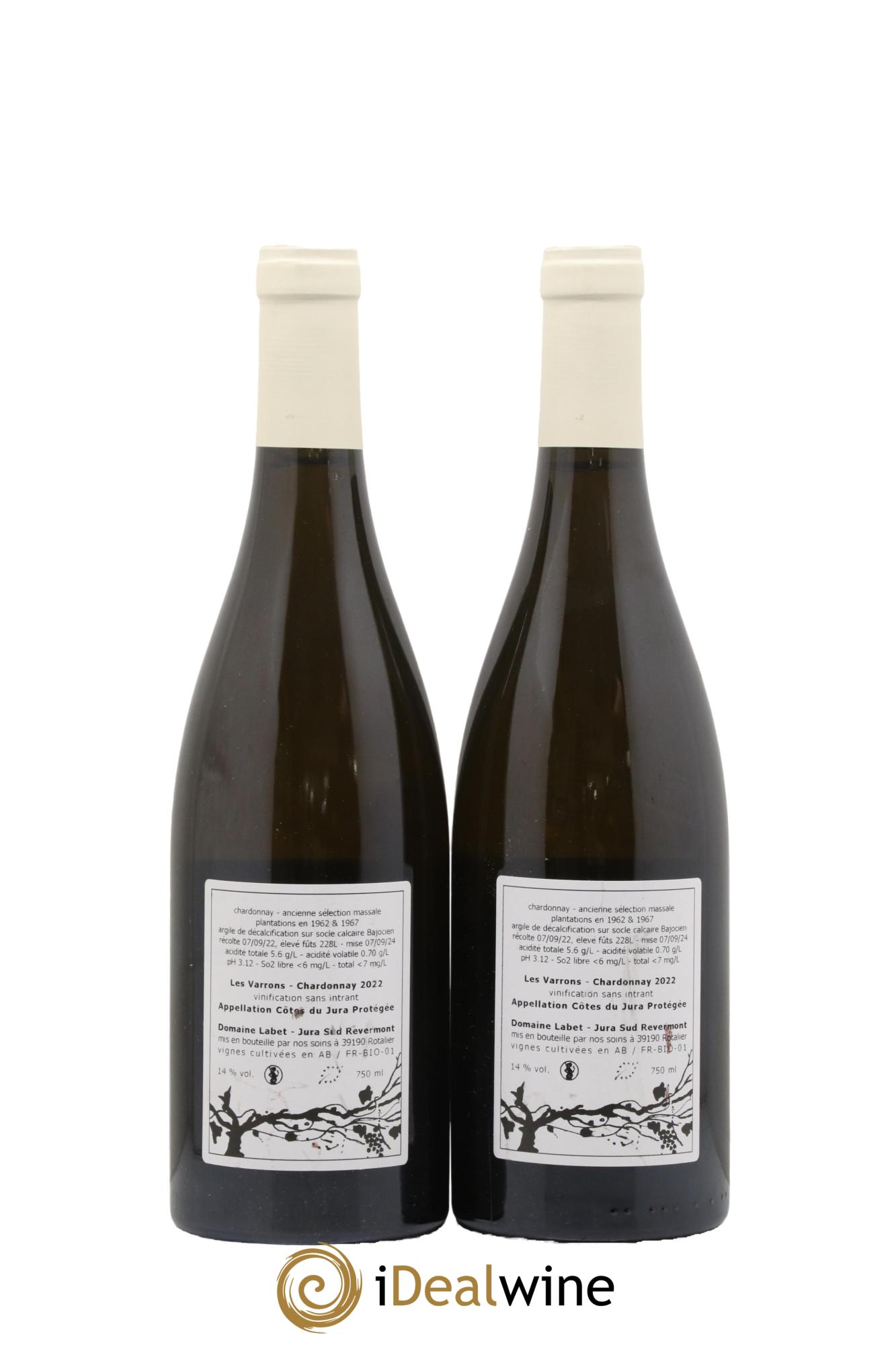 Côtes du Jura Chardonnay Les Varrons Romain - Julien  - Charline Labet 2022 - Lot of 2 bottles - 1