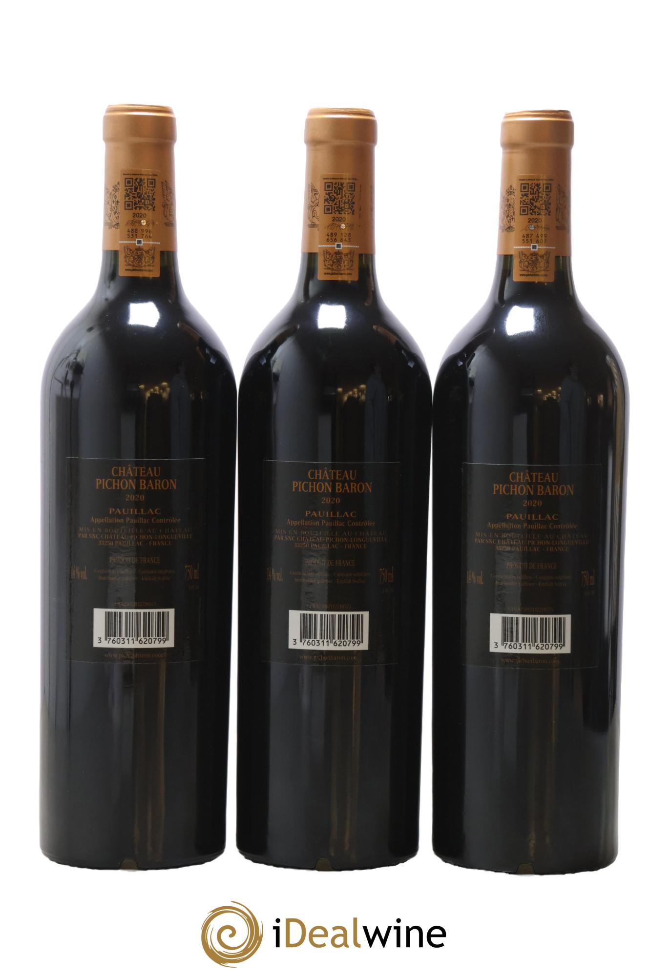 Pichon Longueville Baron 2ème Grand Cru Classé 2020 - Lot de 3 bouteilles - 1