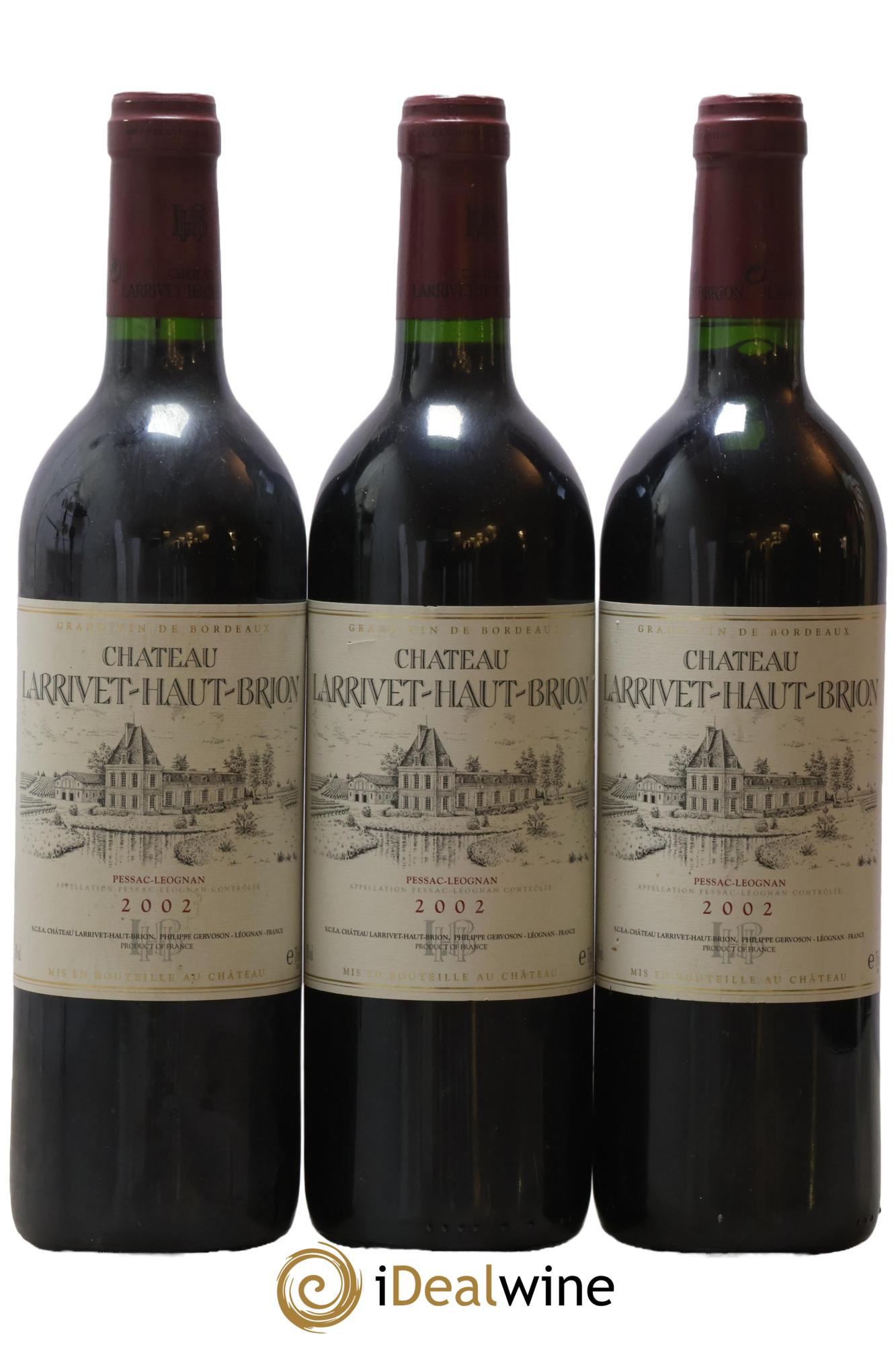 Château Larrivet Haut-Brion 2002 - Lot de 3 bouteilles - 0