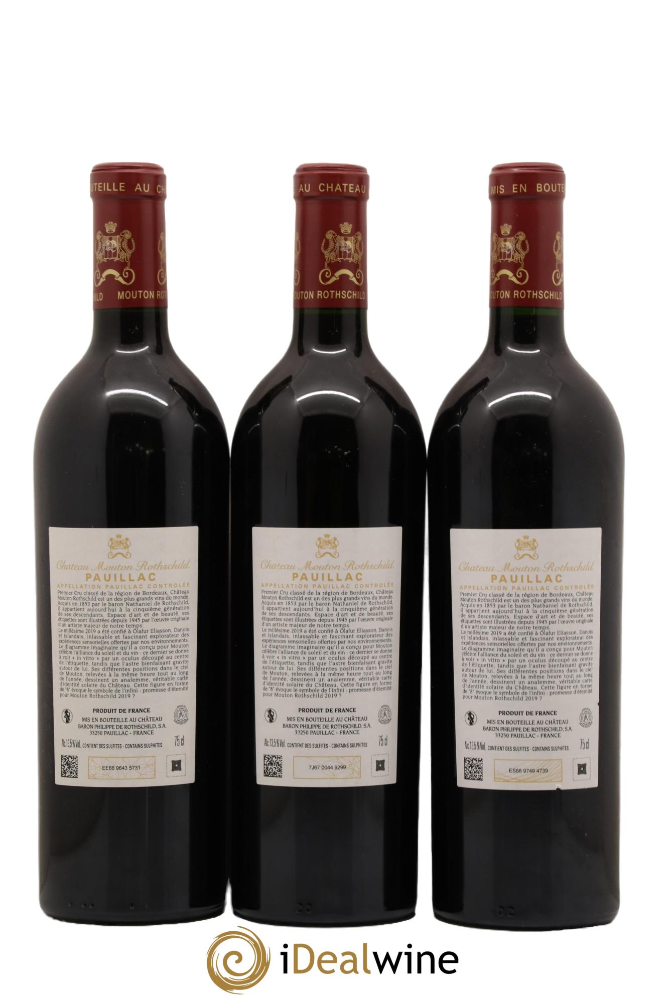 Château Mouton Rothschild 1er Grand Cru Classé  2019 - Lot de 3 bouteilles - 1