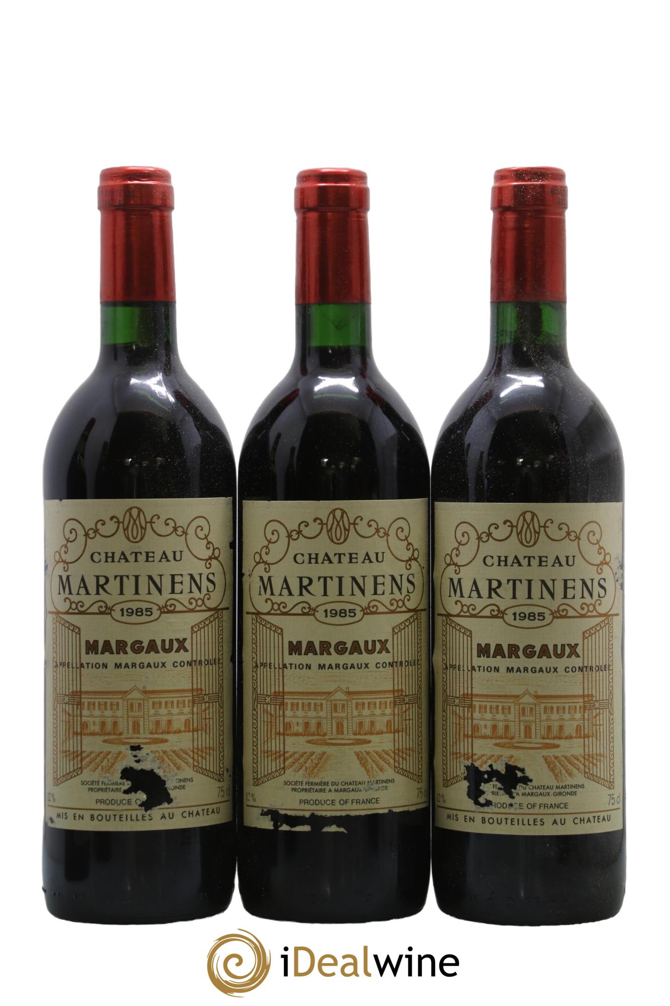 Château Martinens Cru Bourgeois 1985 - Lot de 3 bouteilles - 0