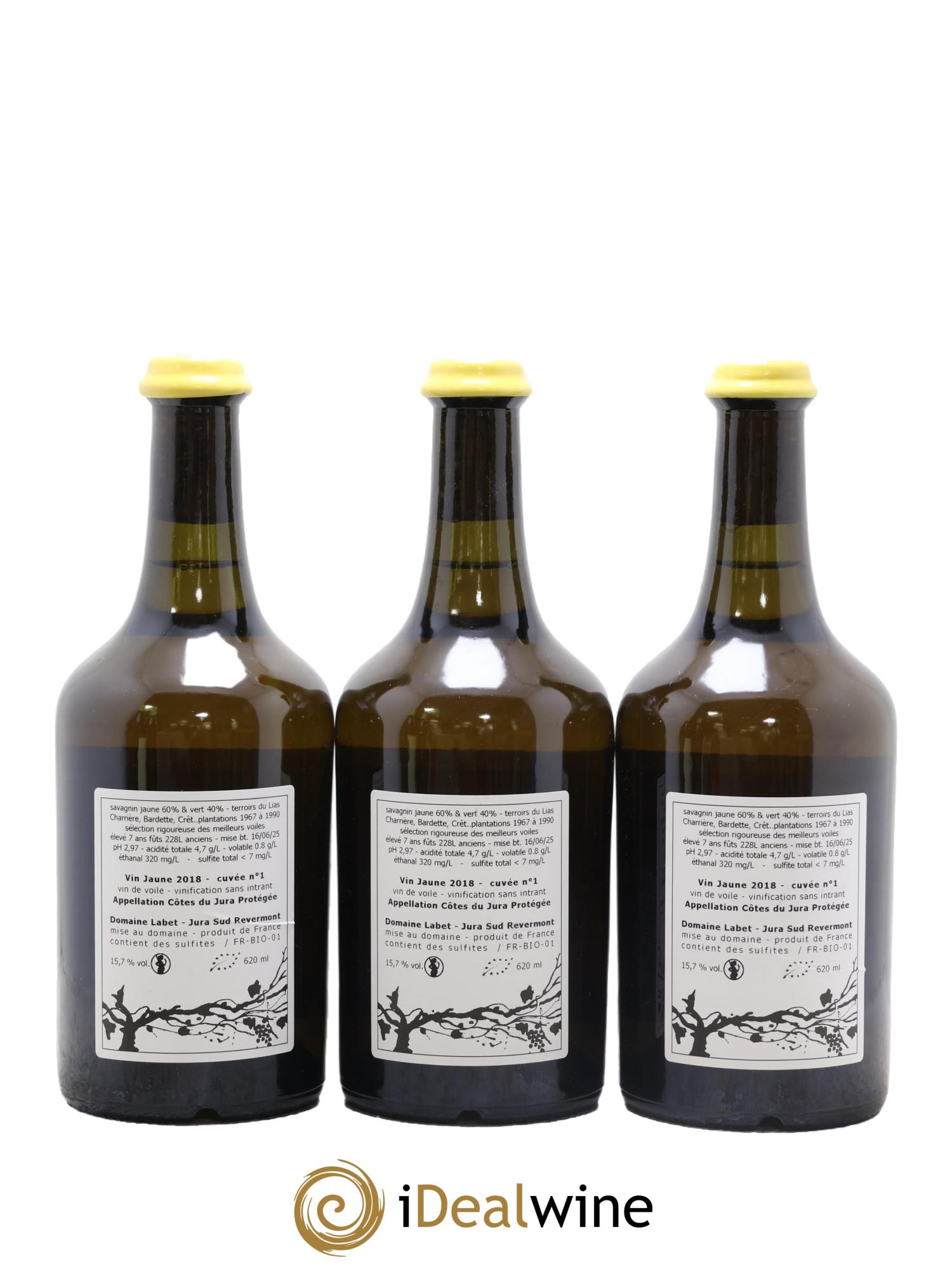 Côtes du Jura Côtes du Jura Vin Jaune Cuvée N°1 Labet (Domaine) 2018 - Lot de 3 clavelins - 1