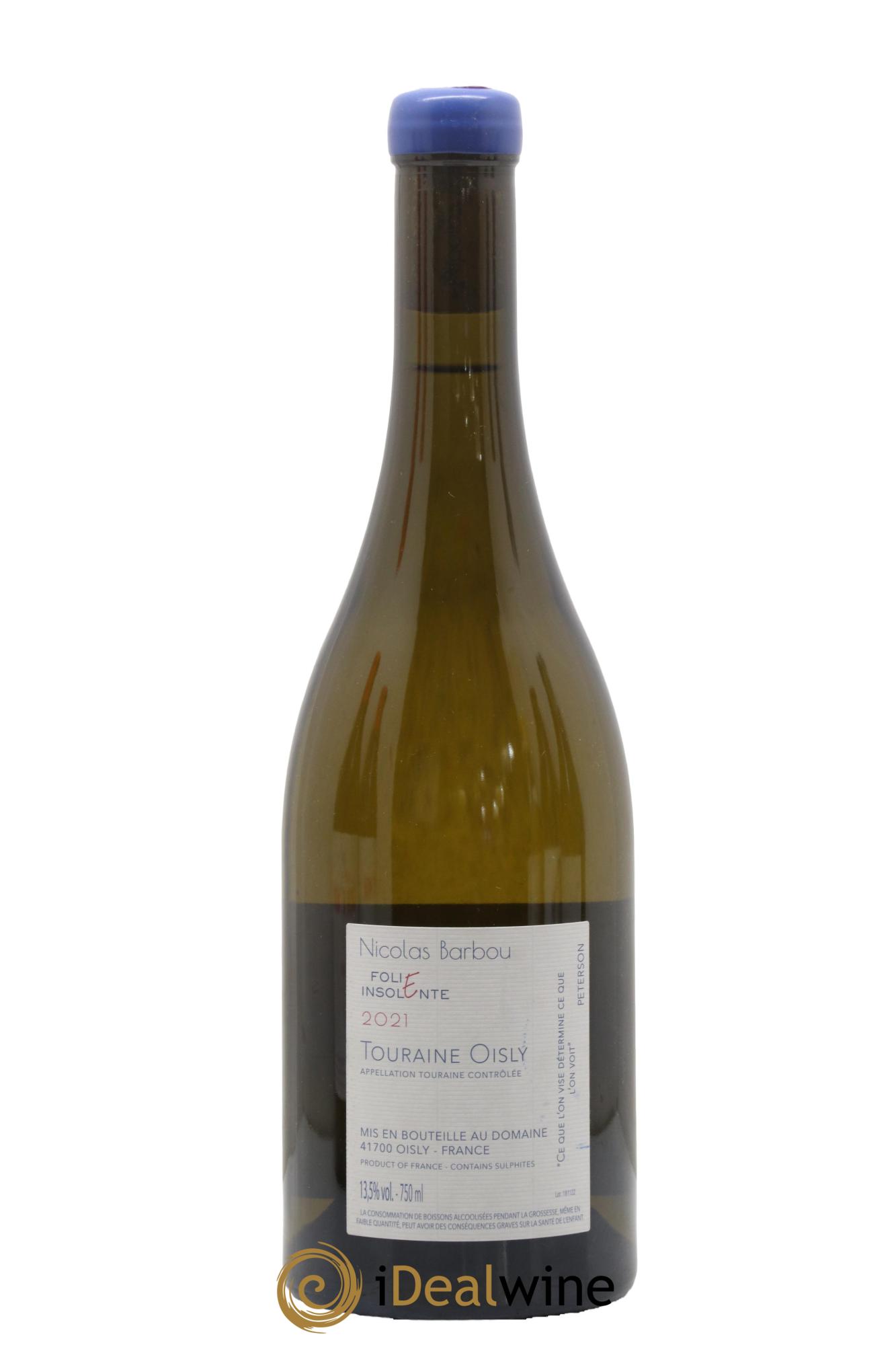 Touraine-Oisly Folie Insolente Nicolas Barbou 2021 - Lot of 1 bottle - 1