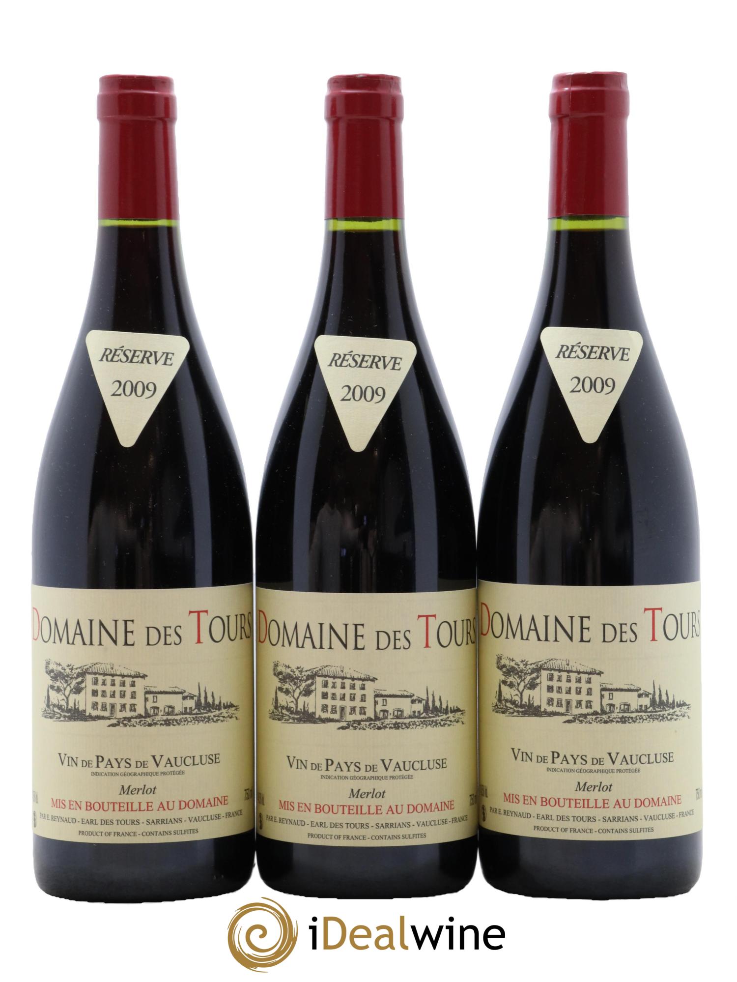 Vaucluse Domaine des Tours Merlot Emmanuel Reynaud 2009 - Lot de 3 bouteilles - 0