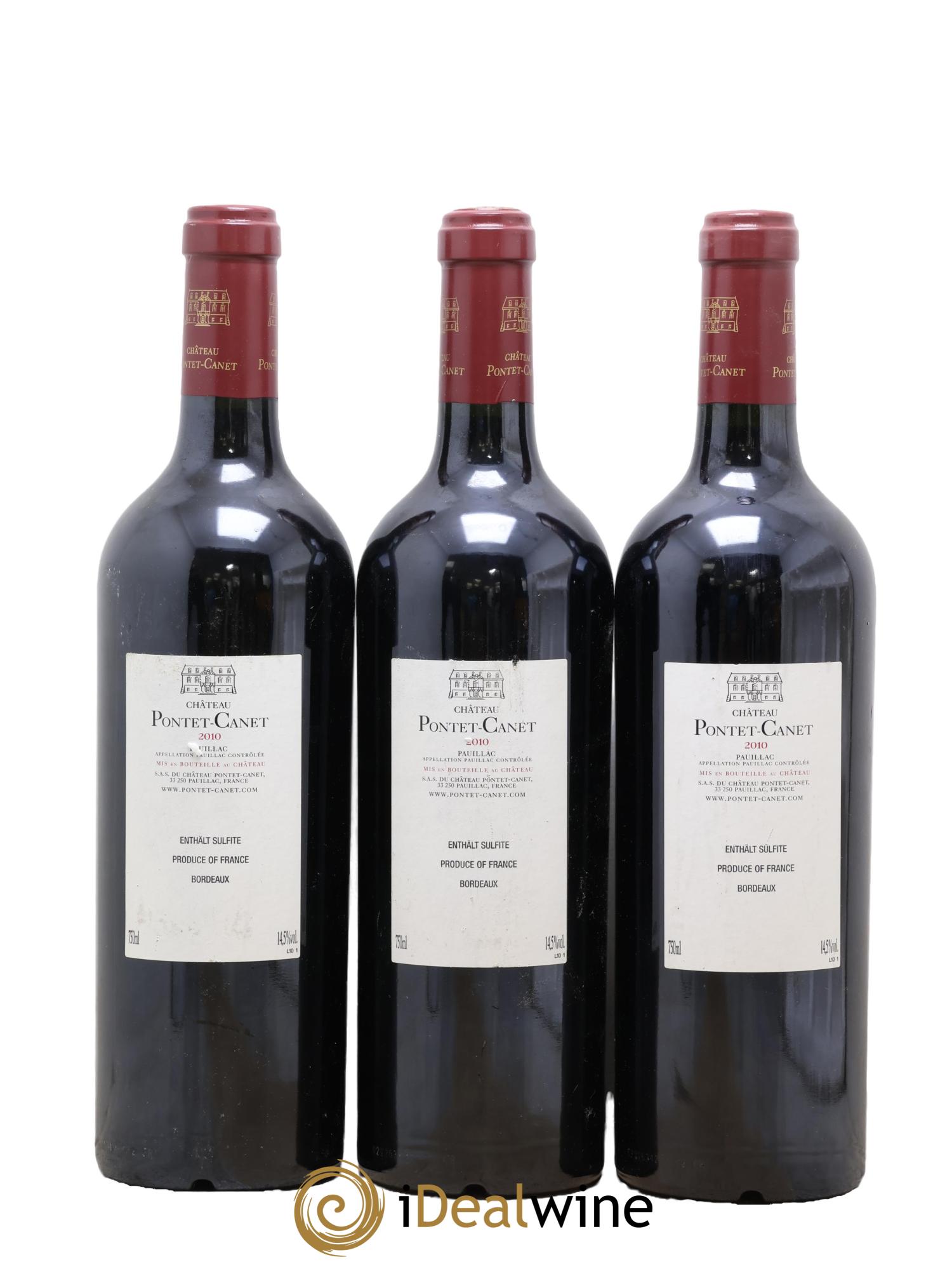Château Pontet Canet 5ème Grand Cru Classé 2010 - Posten von 3 Flaschen - 1