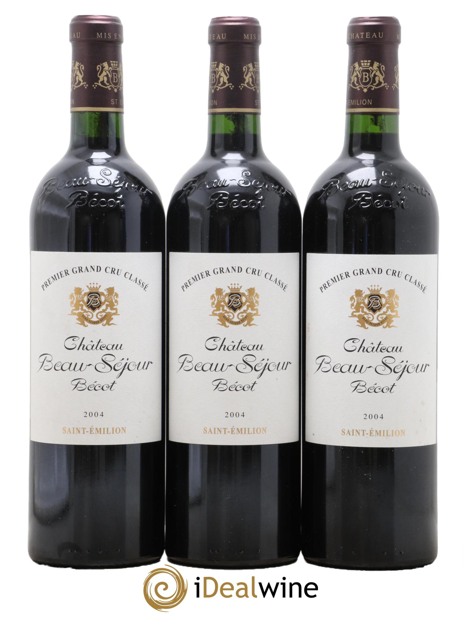 Château Beau-Séjour Bécot 1er Grand Cru Classé B 2004 - Lot de 3 bouteilles - 0