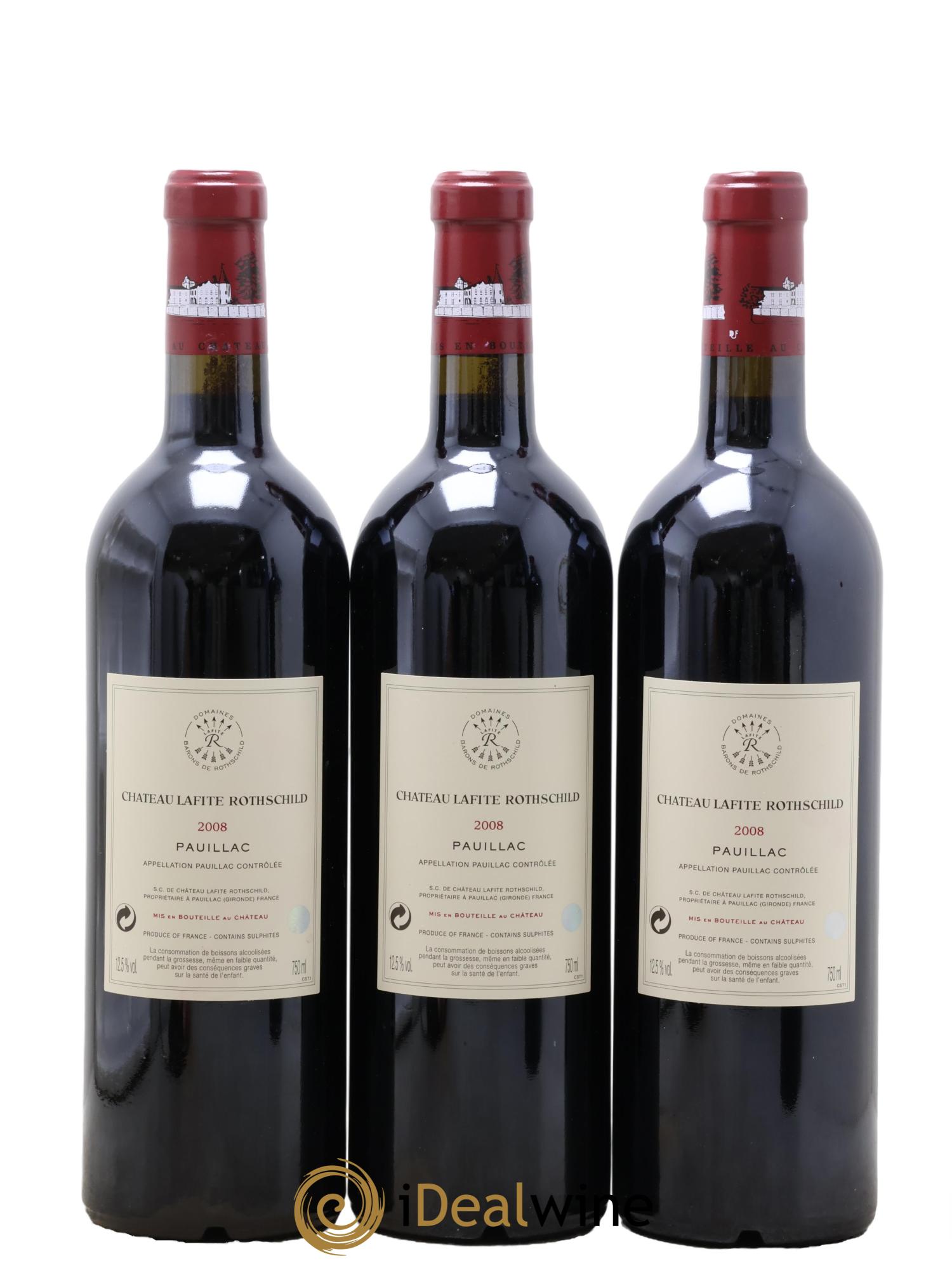 Château Lafite Rothschild 1er Grand Cru Classé 2008 - Lot de 3 bouteilles - 1