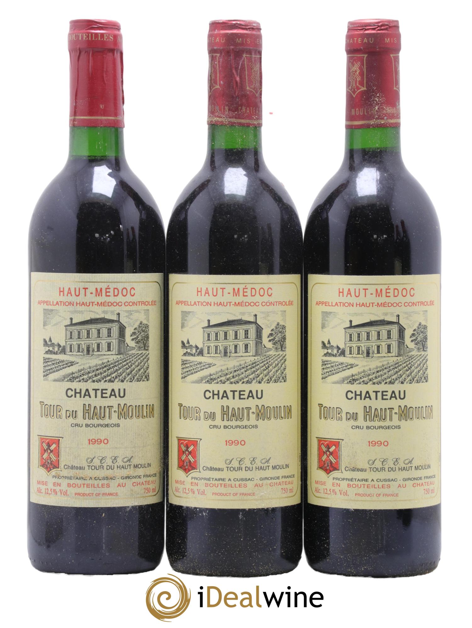 Château Tour du Haut Moulin Cru Bourgeois 1990 - Lot de 3 bouteilles - 0