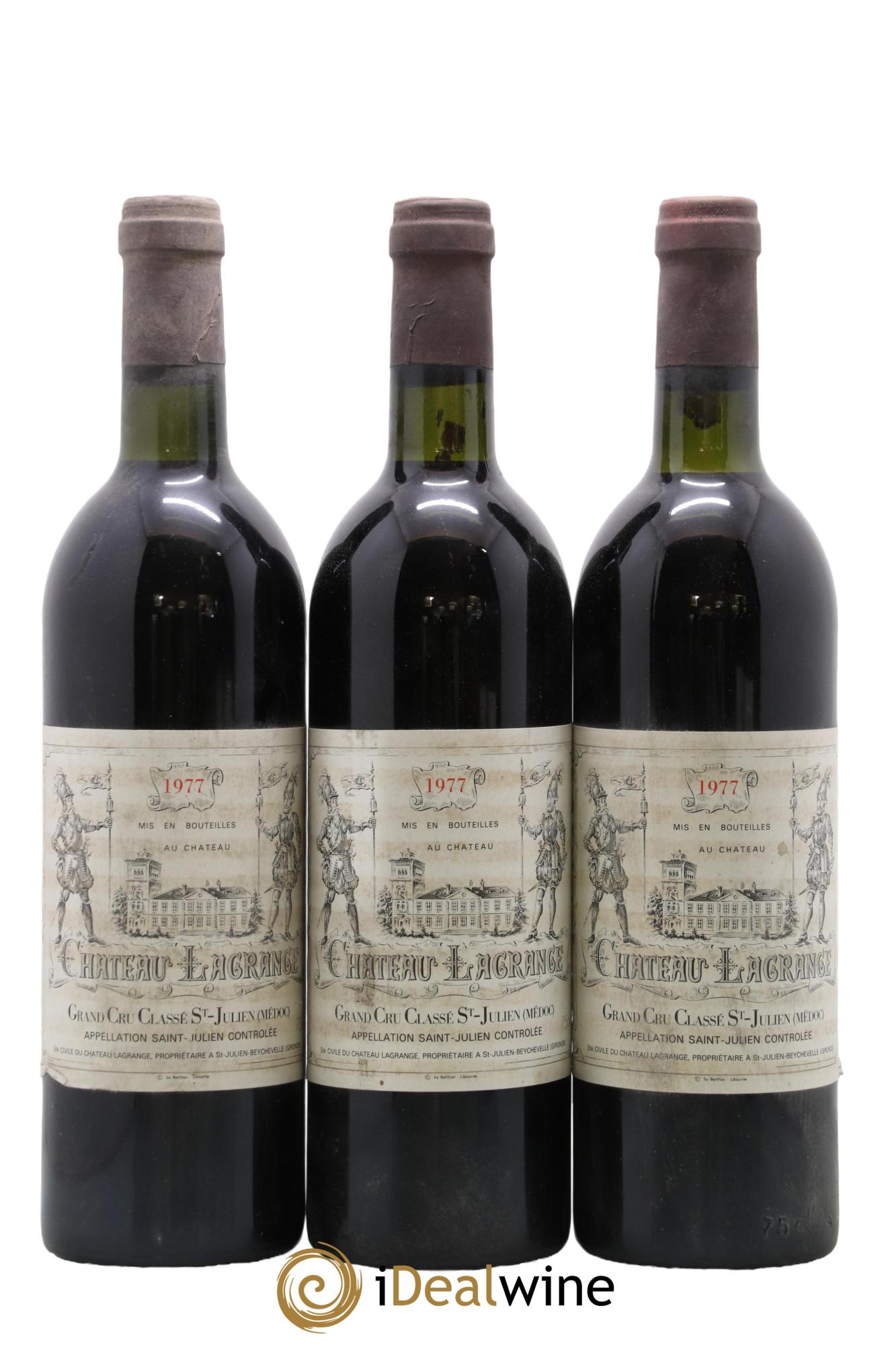 Château Lagrange 3ème Grand Cru Classé 1977 - Lot de 3 bouteilles - 0