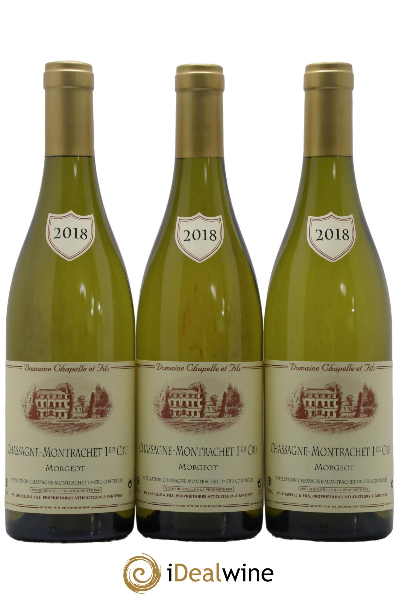 Chassagne-Montrachet 1er Cru Morgeot Domaine Chapelle 2018 - Lot de 3 bouteilles - 0