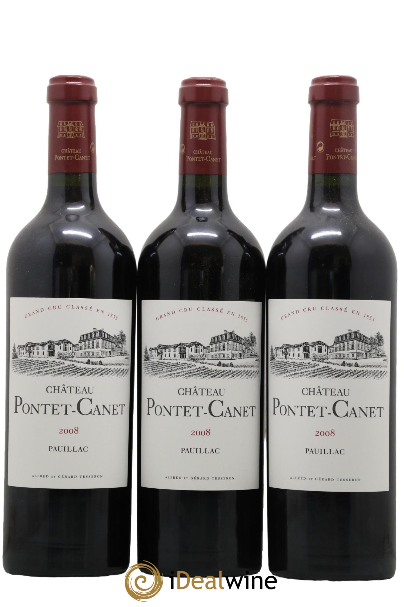 Château Pontet Canet 5ème Grand Cru Classé 2008 - Lot de 3 bouteilles - 0