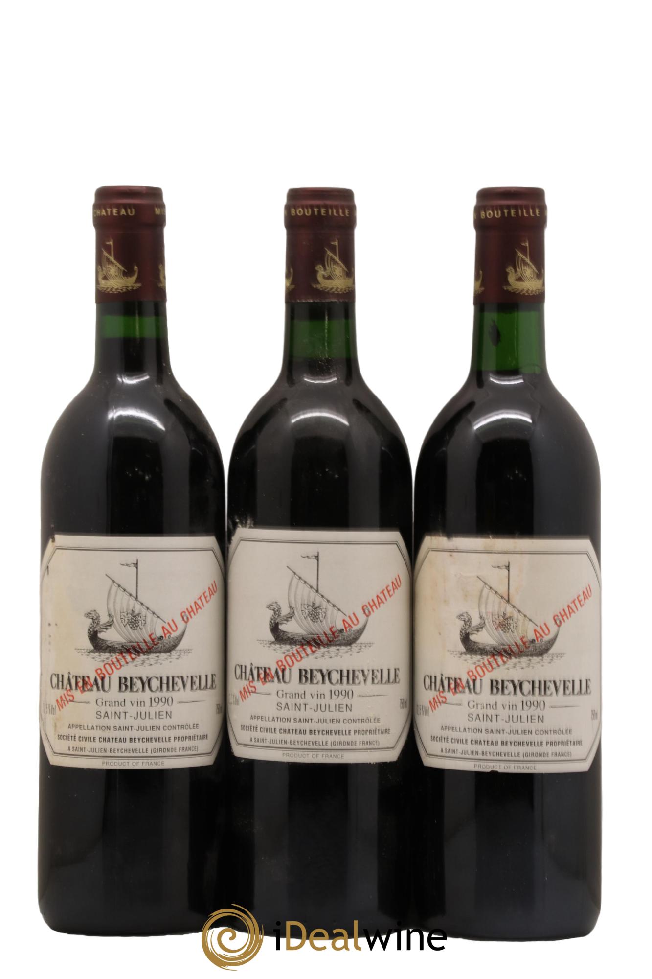 Château Beychevelle 4ème Grand Cru Classé 1990 - Lot de 3 bouteilles - 0