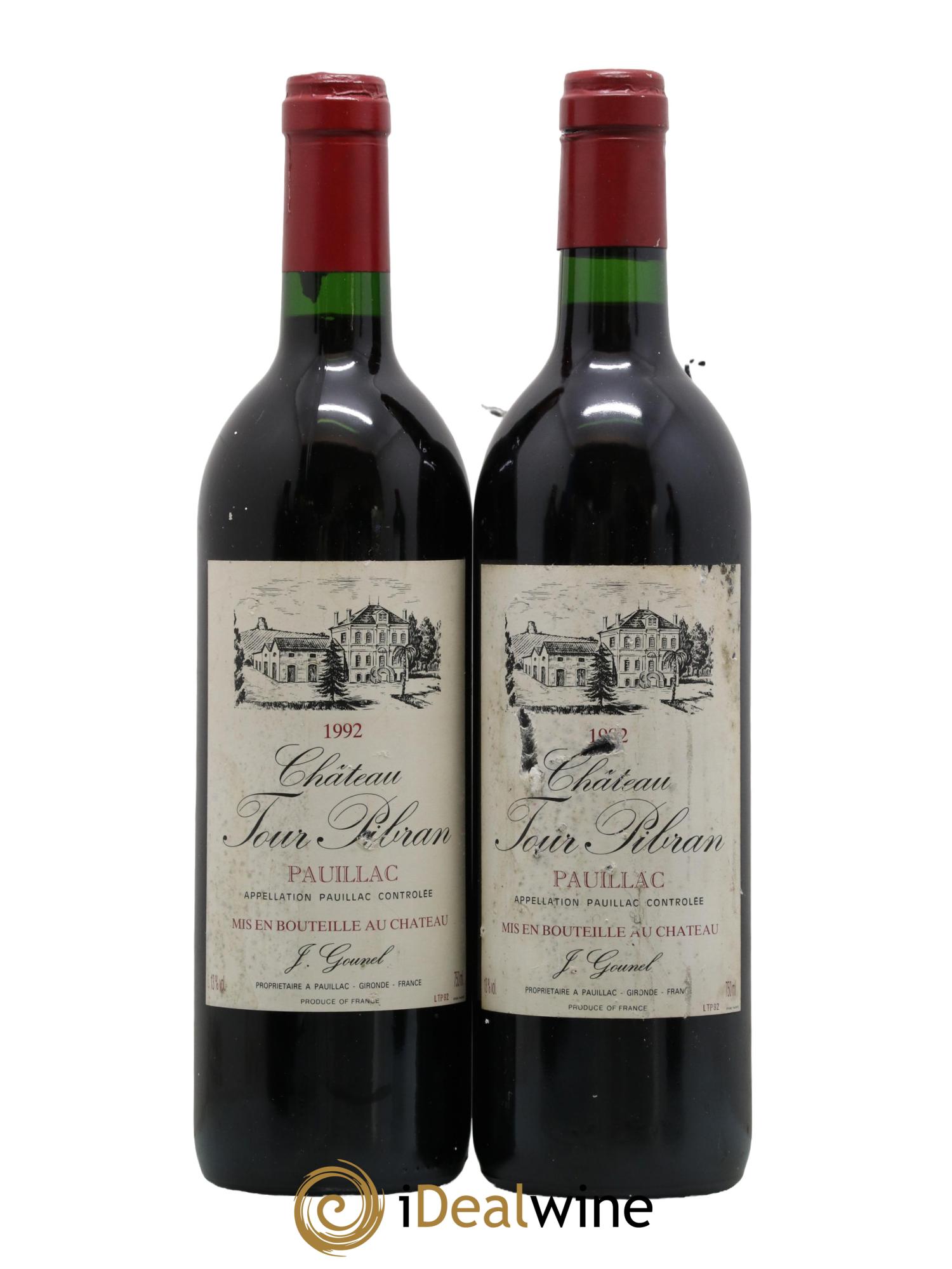 Château Tour Pibran Cru Bourgeois 1992 - Lot de 2 bouteilles - 0